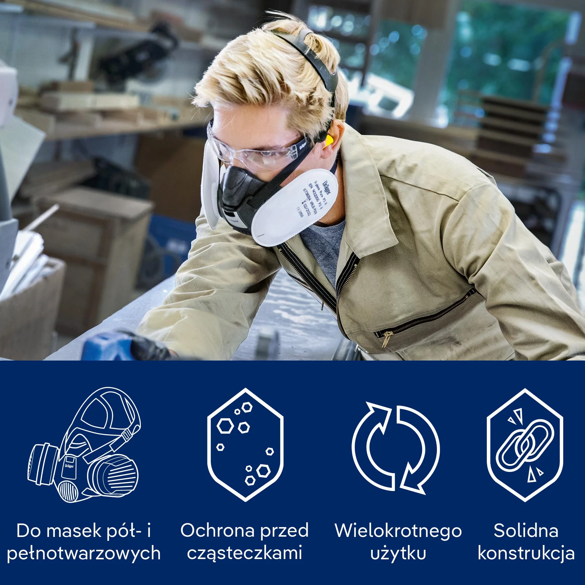 Dräger X-plore bagnetowy filtr cząstek stałych Pure P3 do aerozoli 1 para zamienny do masek X-plore 3300 3500 5500