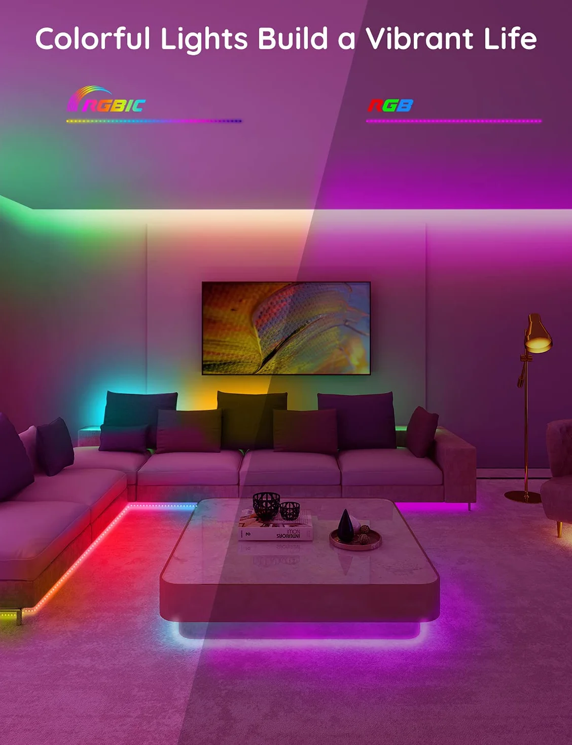 Govee RGBIC wodoszczelna elastyczna taśma LED, możliwość synchronizacji z muzyką, 300 diod LED, 2 m