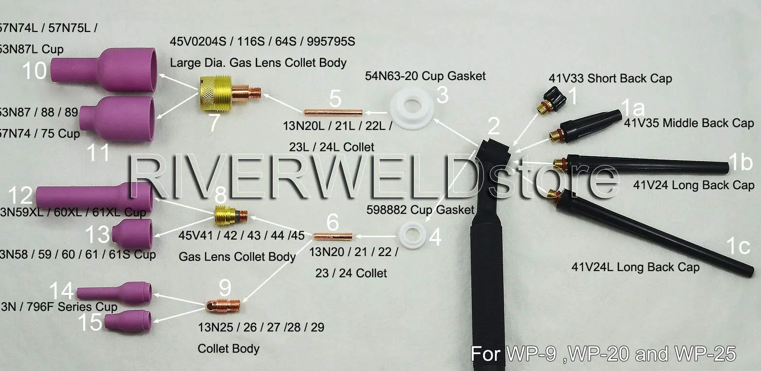 RIVERWELD Dysze TIG Ceramic Cup 13N12 8# 12,5mm Dla Uchwytów Spawalniczych TIG Pakiet 10 Sztuk