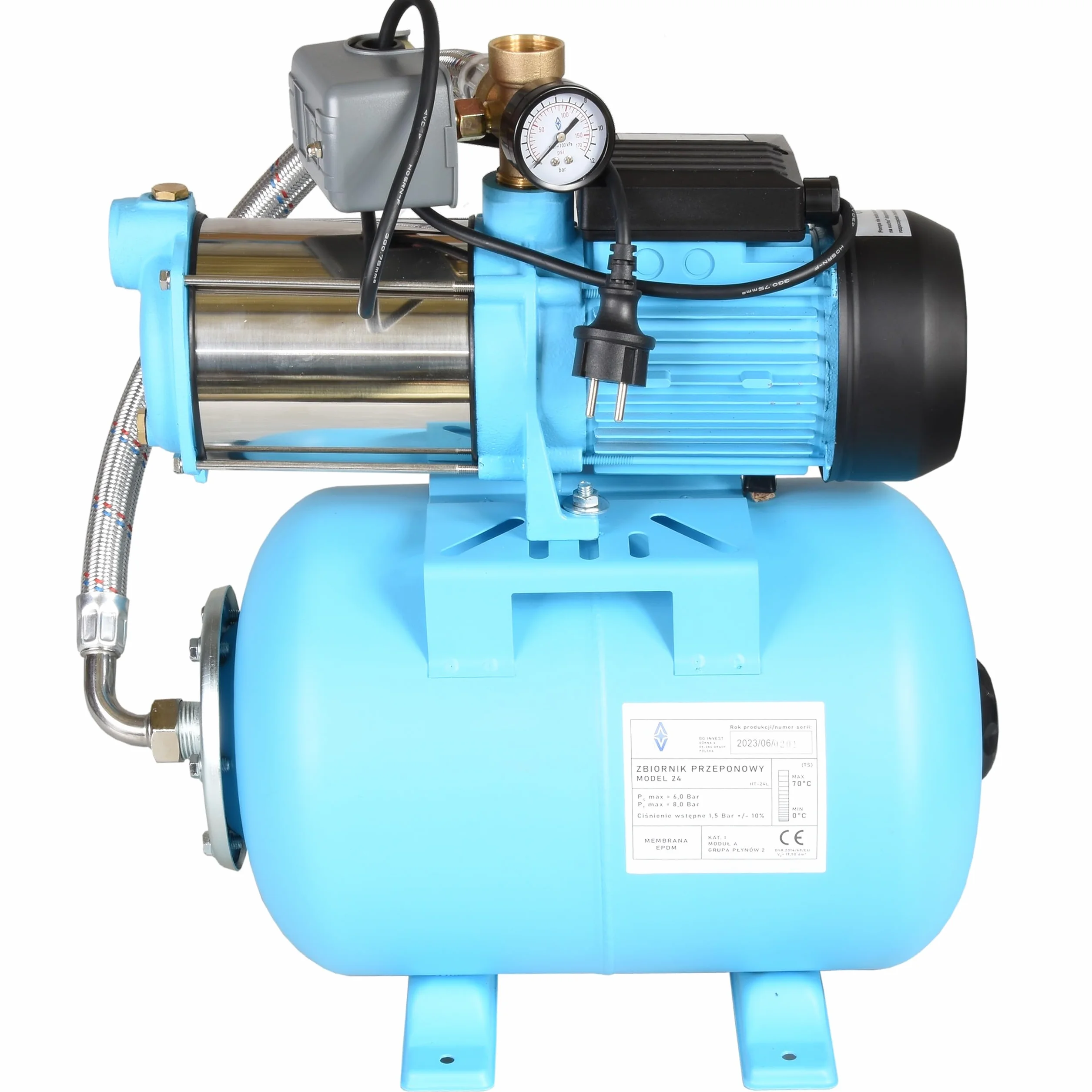 Zestaw Hydroforowy 24L Hydrofor MAX-H 1300 Pompa do Wody 1300 W 5520 l/h 55 m