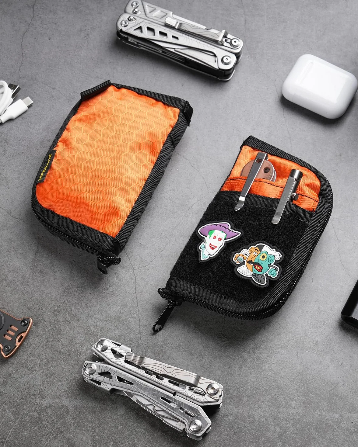 VIPERADE VE10 EDC Multitool Etui Organizer Wielofunkcyjne Nylonowe Kieszonkowe Narzędzia Pochwa Nóż Latarkę Obsadka do Pióra Pomarańczowy