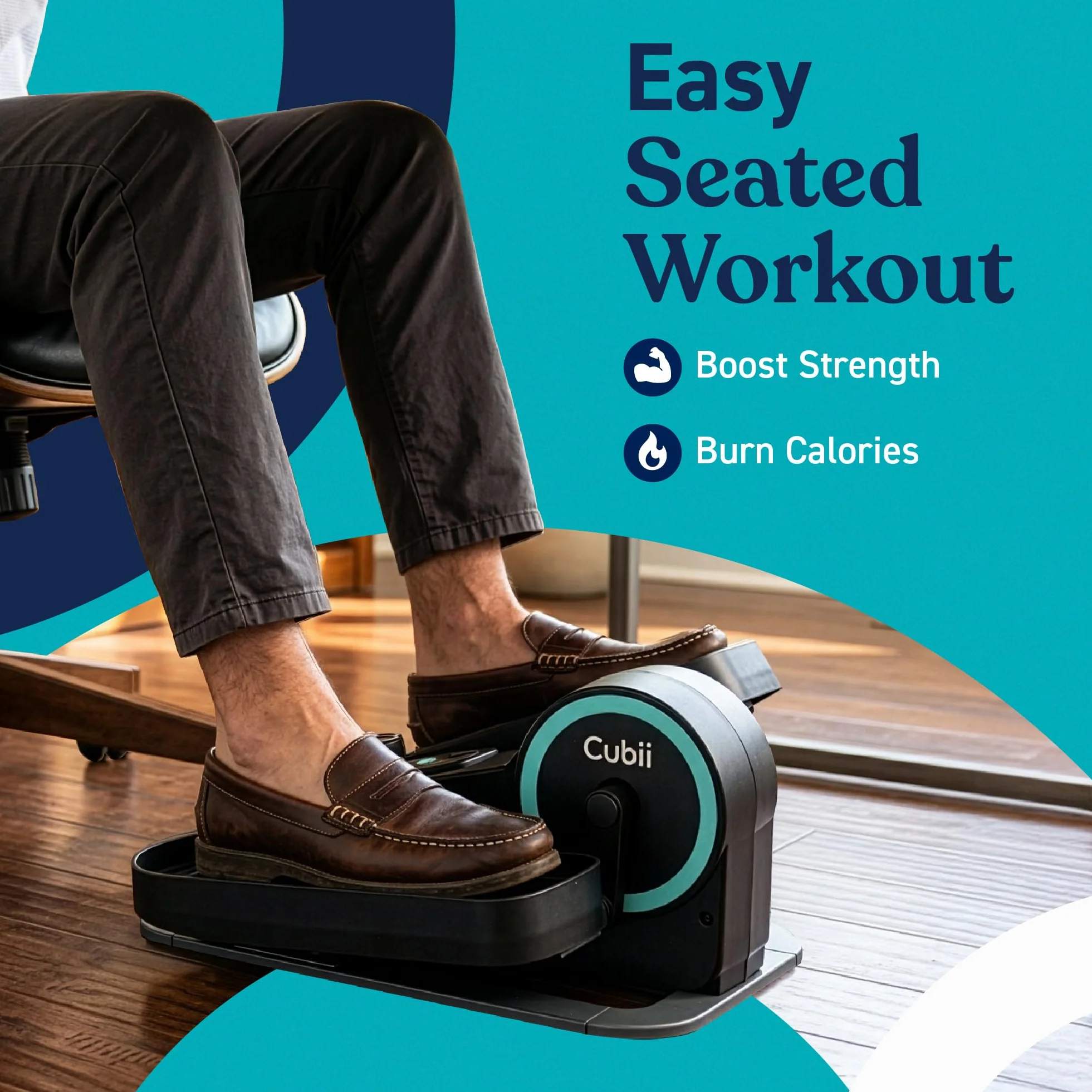 Maszyna eliptyczna Cubii Move - mini rower treningowy, urządzenie do ćwiczeń pod biurkiem z ekranem LCD, regulowany opór, ćwiczenie nóg w pozycji siedzącej dla osób starszych, praca w domu