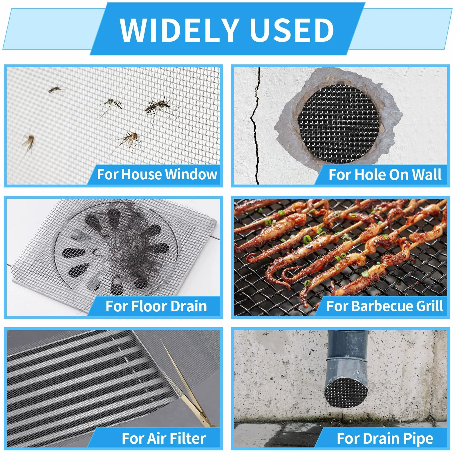 8 sztuk filtrów z drucianego sita drobnomieszczącego, moskitiery wentylacyjne metalowe, 21 x 15 cm, średnica otworu 1 mm, odporne na rdzę i korozję, kratki odpływowe do dziedzińców, mieszkań