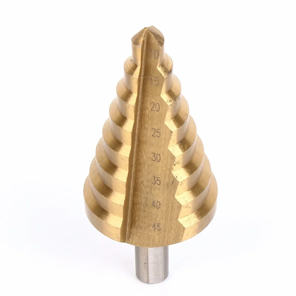 ETiME Wiertło stopniowe HSS TIN 10-45 mm stożkowe wielostopniowe