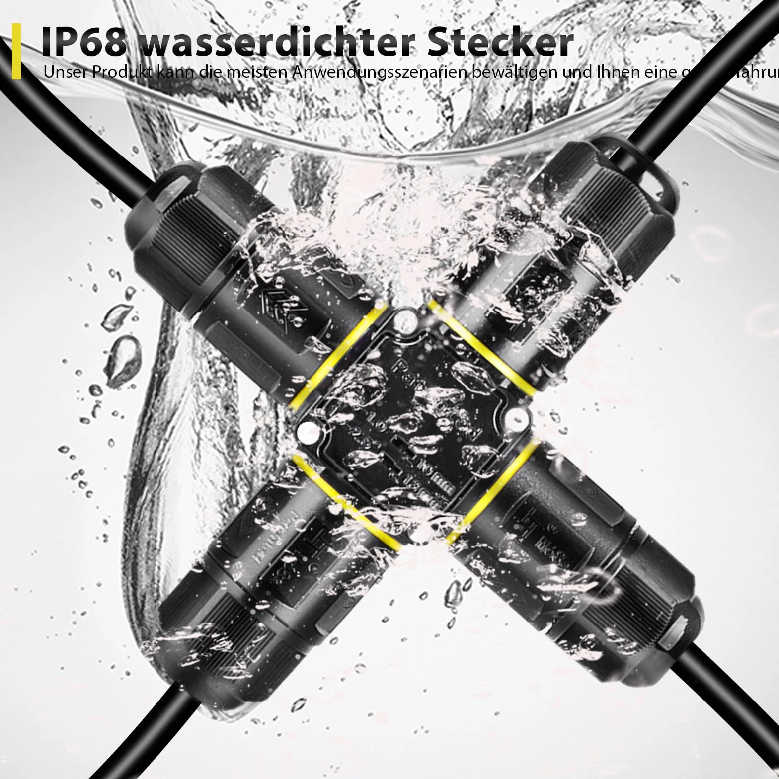 Złącze kablowe wodoszczelne IP68 3-biegunowe 4-drożne ABS PCW wkręcane 4-12 mm 0,5-2,5 mm² 16 A 450 V