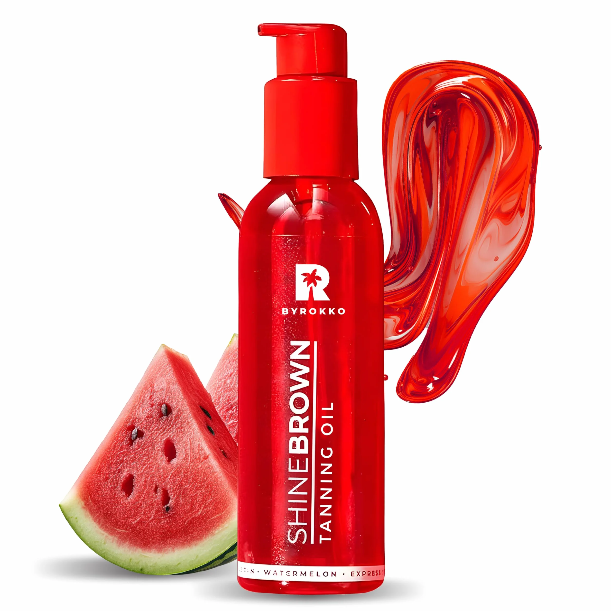 BYROKKO Olejek do opalania Shine Brown Watermelon (145 ml), Olejek do opalania do stosowania na słońcu i w solarium, Super aktywny olejek dla maksymalnego opalenia