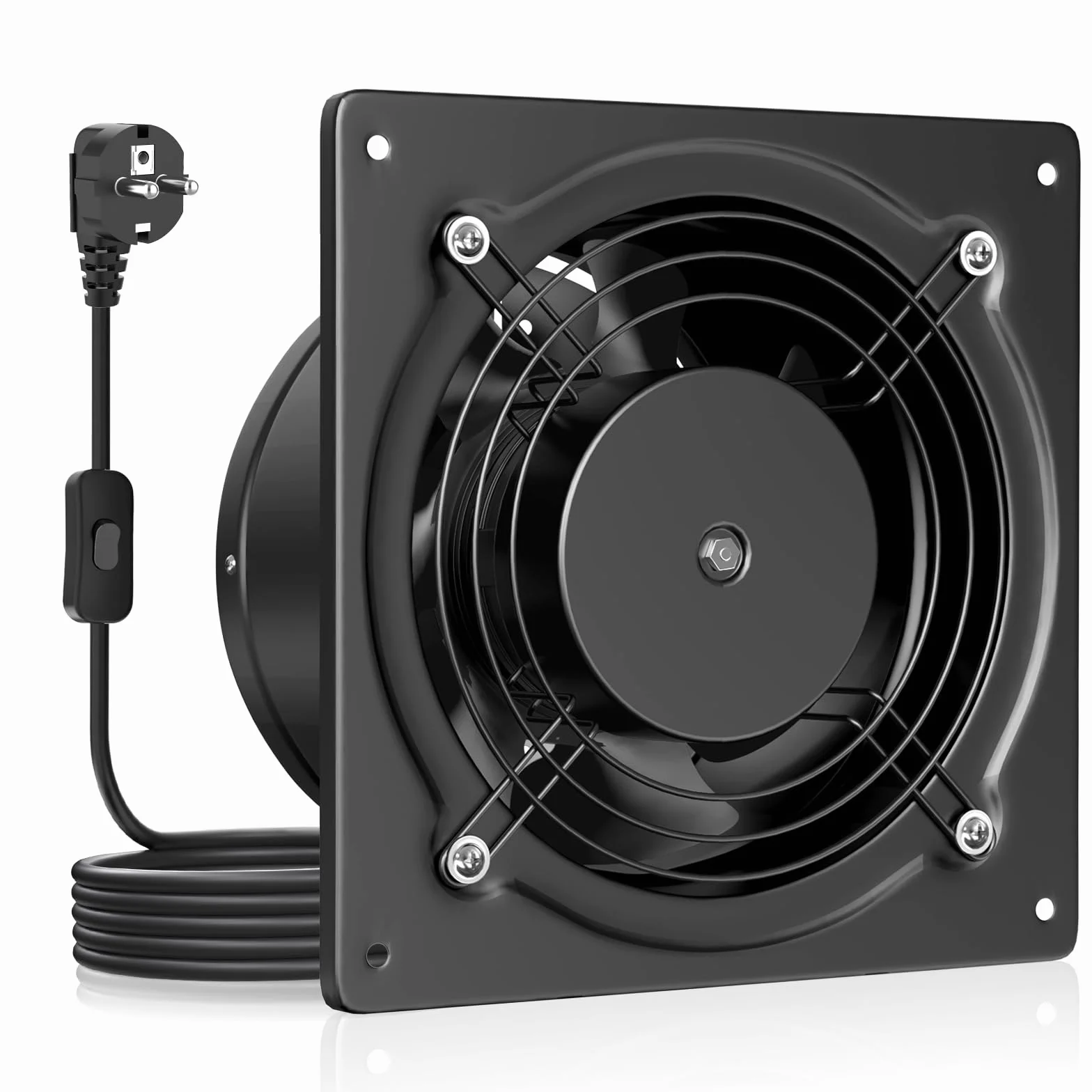HG Power Wentylator wyciągowy 150 mm 525 m³/h 38 W cichy z klapą zwrotną przemysłowy wentylator ścienny czarny