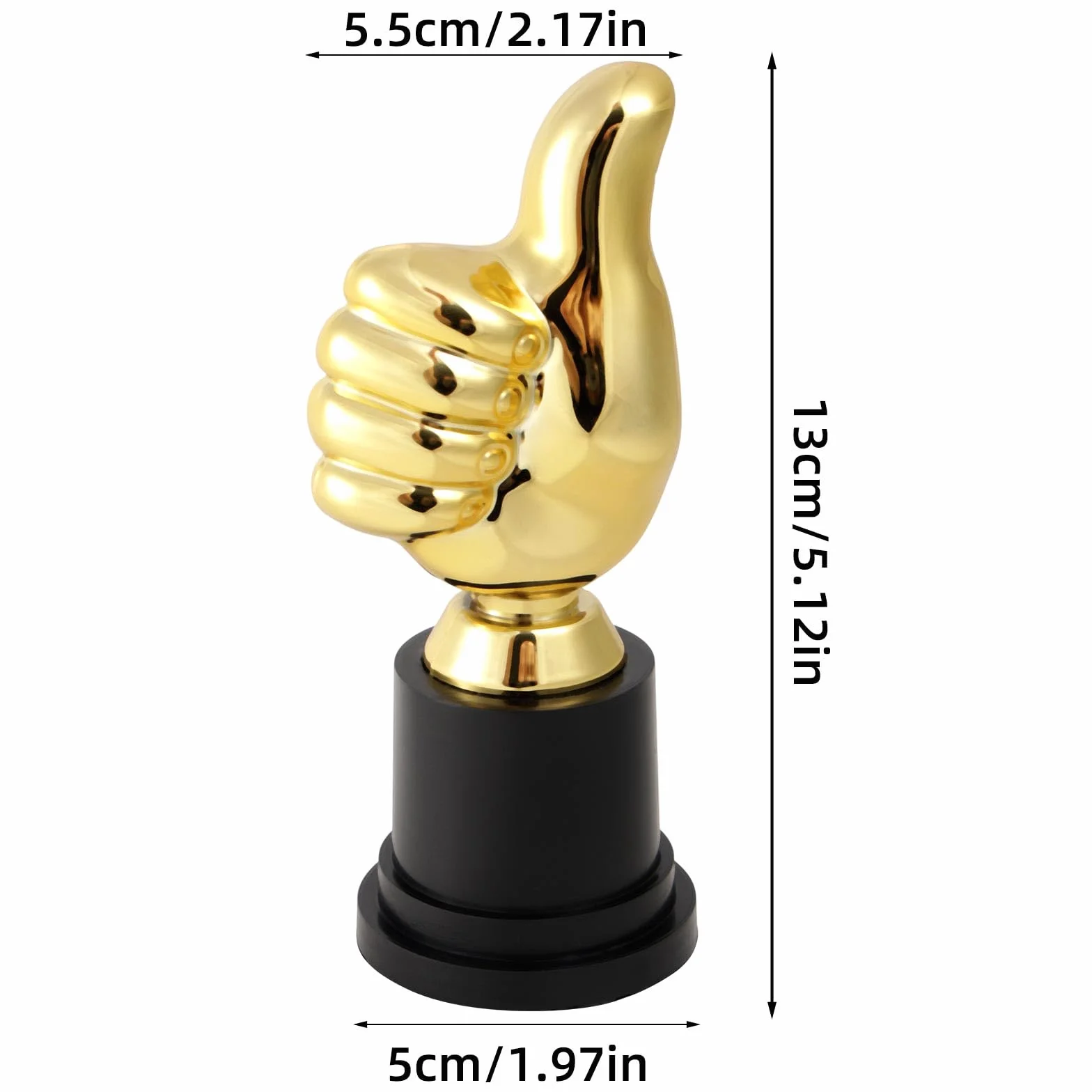 2szt Złote Trofeum Kciuki w Górę, 13cm Grawerowanie Zabawna Nagroda dla Zwycięzcy Realistyczne Plastikowe Trofeum na Uroczystości Gry Sportowe Konkursy Klasowe Nagrody Prezenty