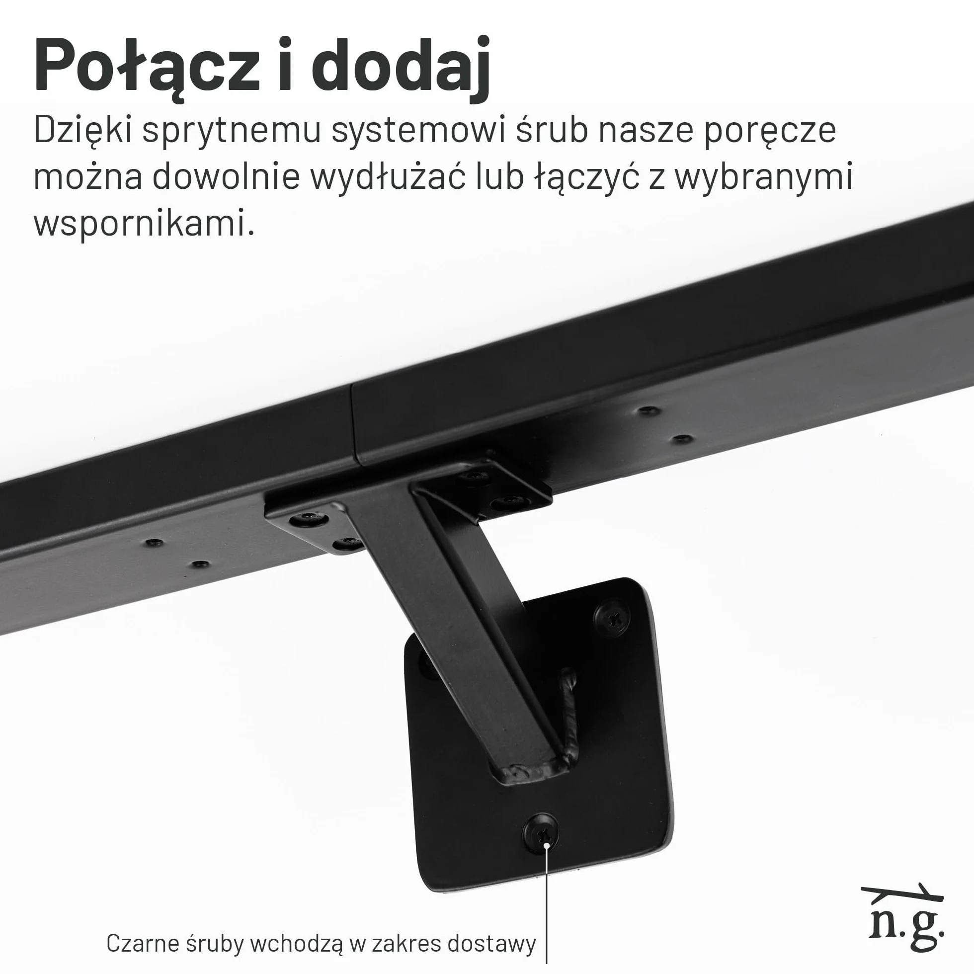 Natural Goods Berlin zestaw poręczy OBLONG metal czarny 100cm poręcz schodowa nierdzewna malowana proszkowo