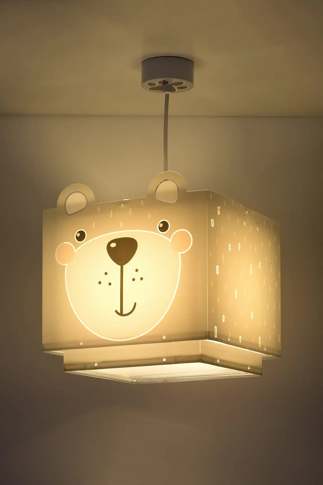 Dalber Lampa wisząca sufitowa Little Teddy miś szara E27 do pokoju dziecięcego