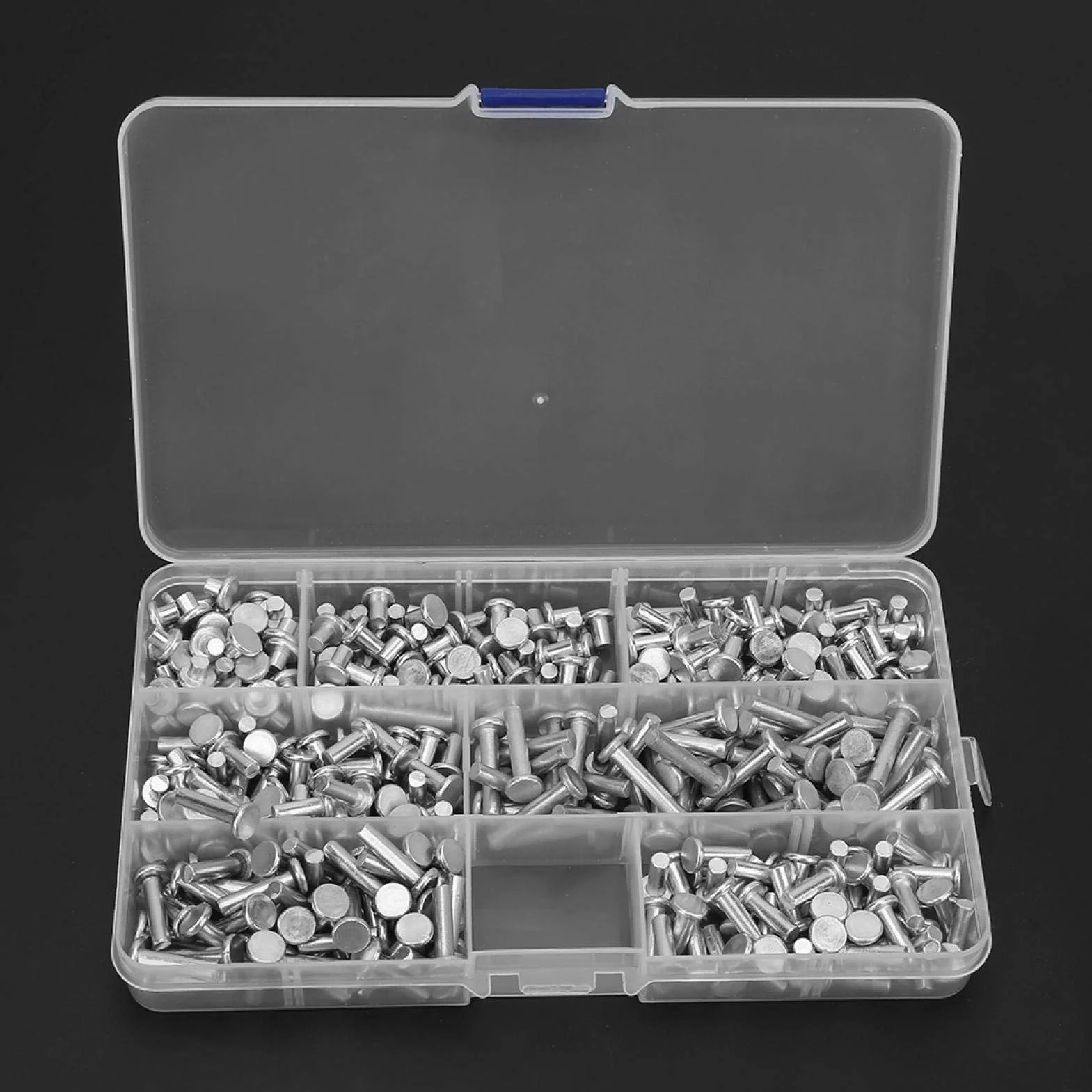 Solidne nity aluminiowe płaska główka M4 4-20 mm 350 szt.