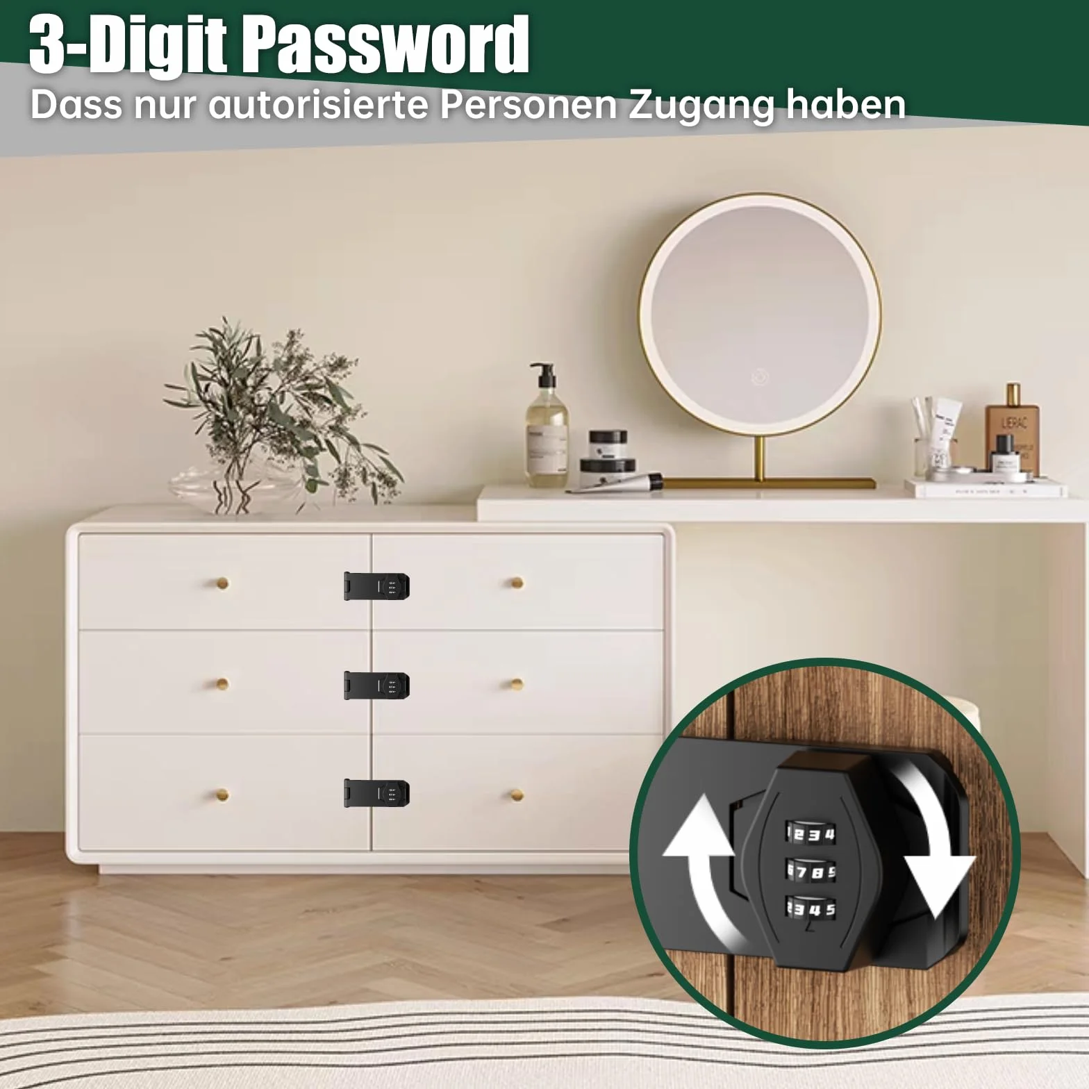 Rygiel do drzwi przesuwnych 10 cm zamek szyfrowy metalowy czarny