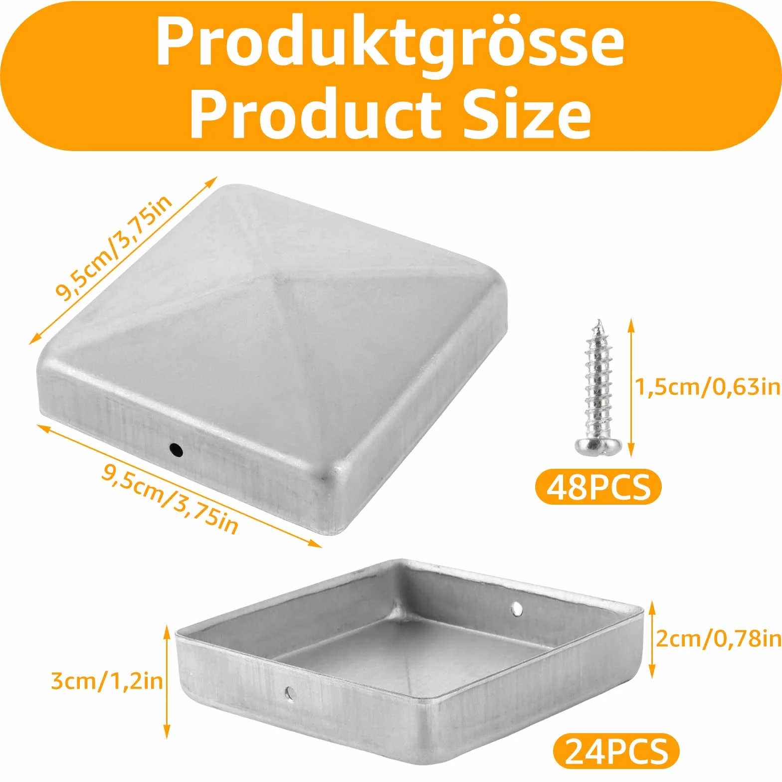 Zaślepki na słupki 90x90 mm 9x9 cm metalowe osłona słupków ogrodzeniowych