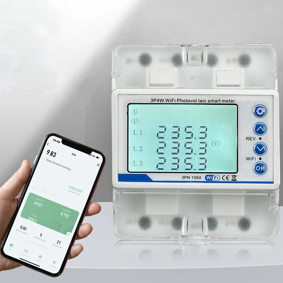 Tuya 3-Fazowy Licznik KWh WiFi 380V 100A Dwukierunkowy Przekaźnik Ograniczenia Prądu