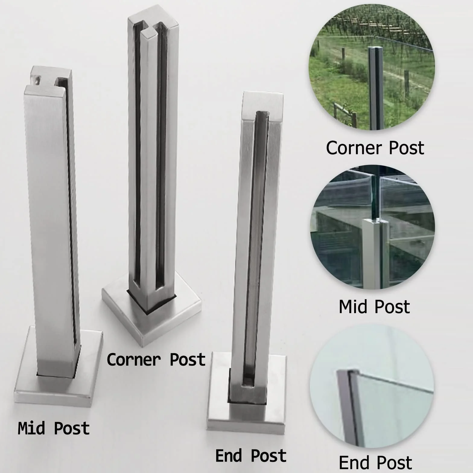 Zestaw bezramowych balustrad szklanych 8 10 mm hartowane panele na taras z poręczą srebrną 95 cm