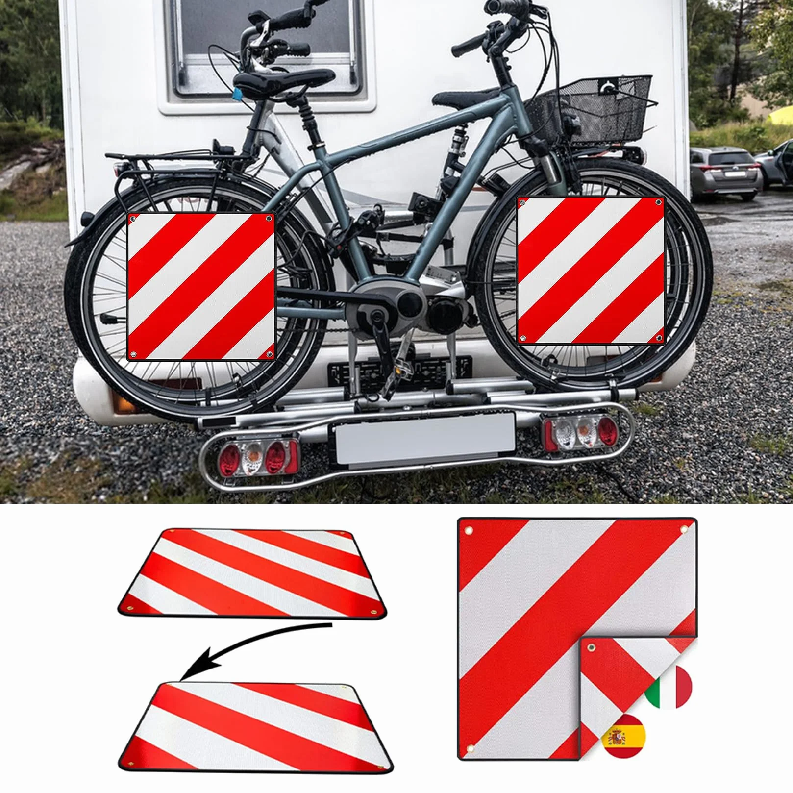 Aluminiowa Tablica Ostrzegawcza 50x50 cm Odblaskowa Czerwono-Biała Do Włoch Hiszpanii