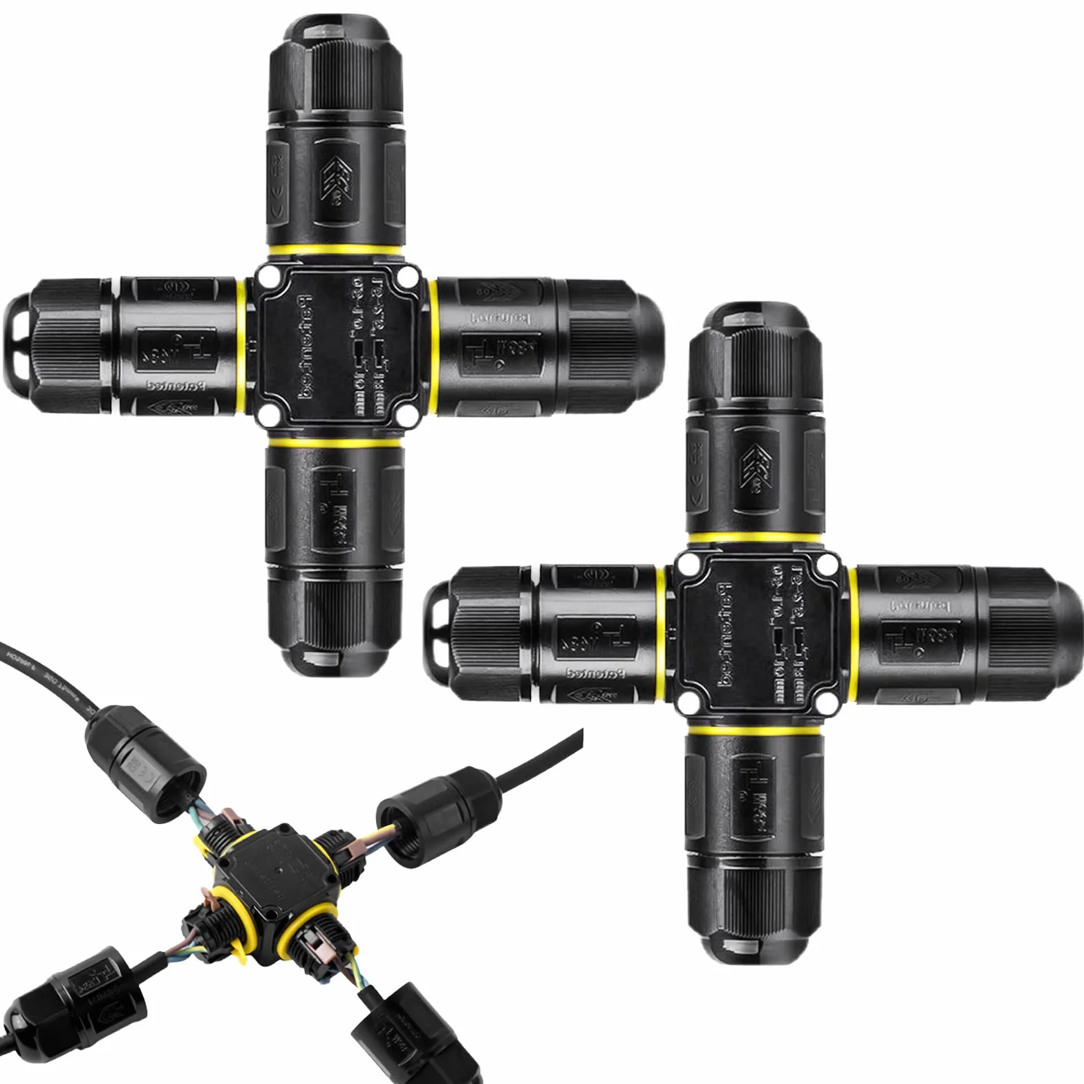 Złącze kablowe wodoszczelne IP68 3-biegunowe 4-drożne ABS PCW wkręcane 4-12 mm 0,5-2,5 mm² 16 A 450 V