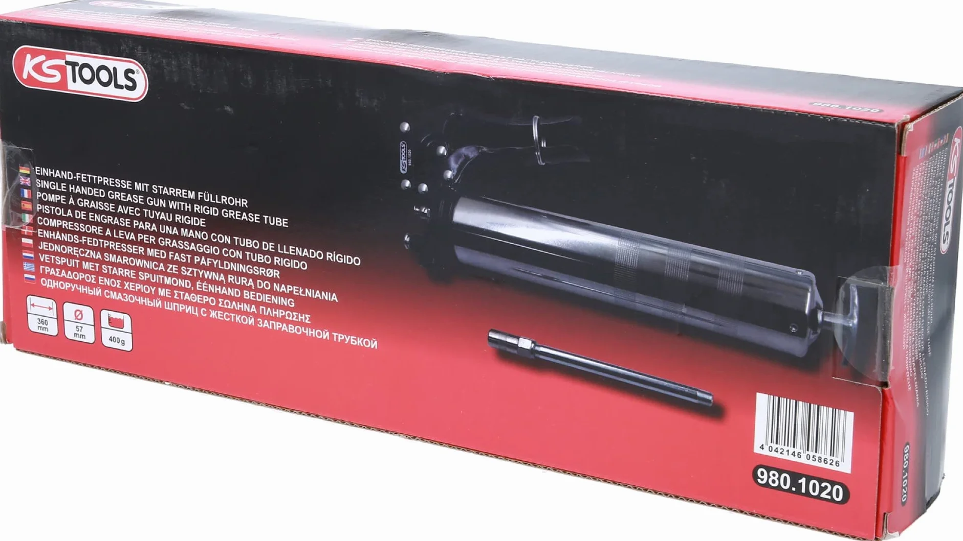 KS Tools 980.1020 Smarownica jednoręczna ze sztywną rurką 350mm
