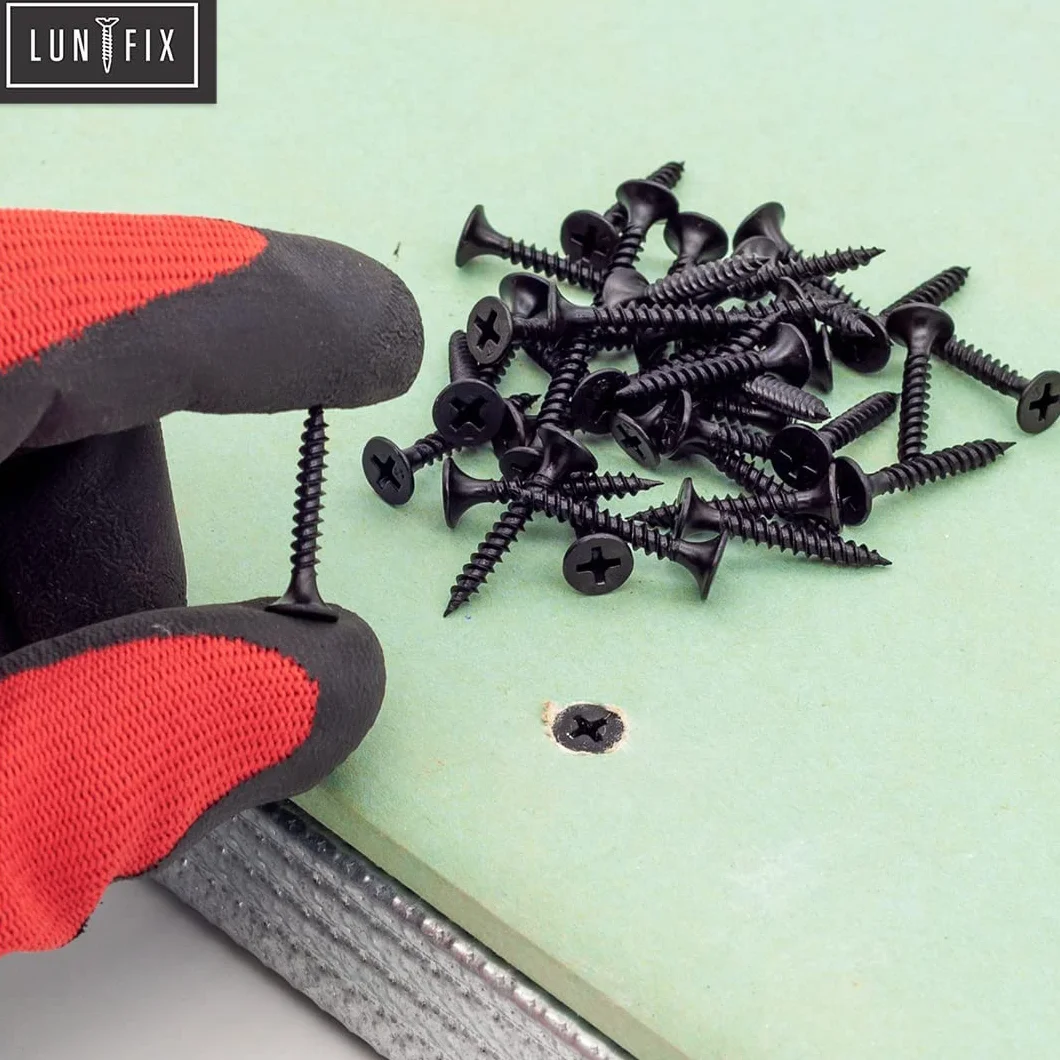 Wkręty do płyt gipsowo-kartonowych 3,5 x 25 mm 1000 sztuk czarne