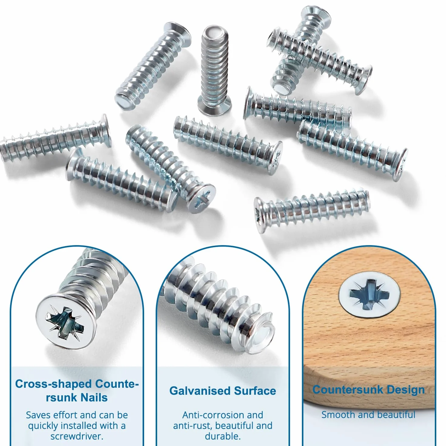 VooGenzek 80 Sztuk M6.3 Euro Screws Śrub Meblowych do Prowadnic Szuflad