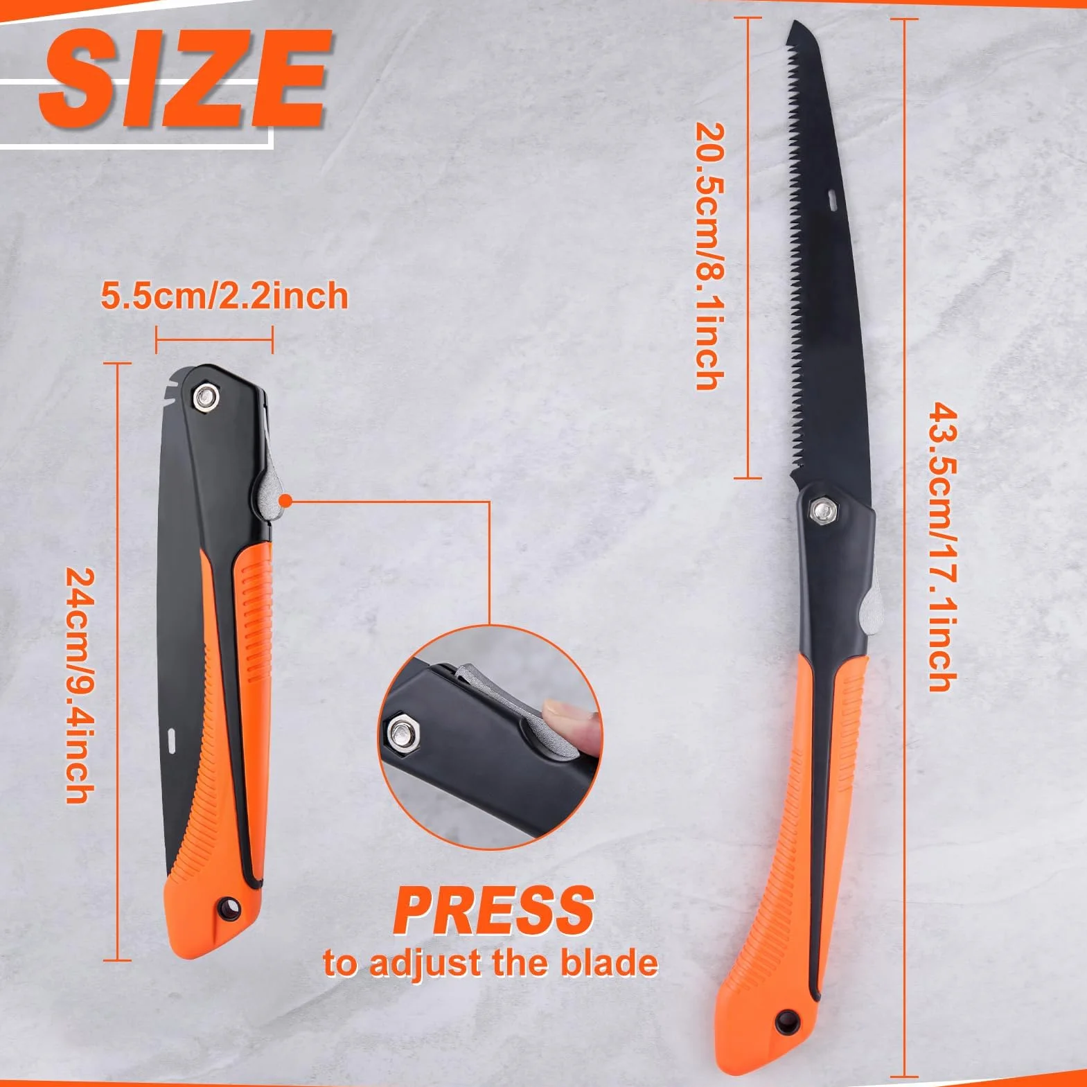 LEONTOOL Piła składana SK5 z potrójnie szlifowanymi zębami do przycinania, kempingu i bushcraft