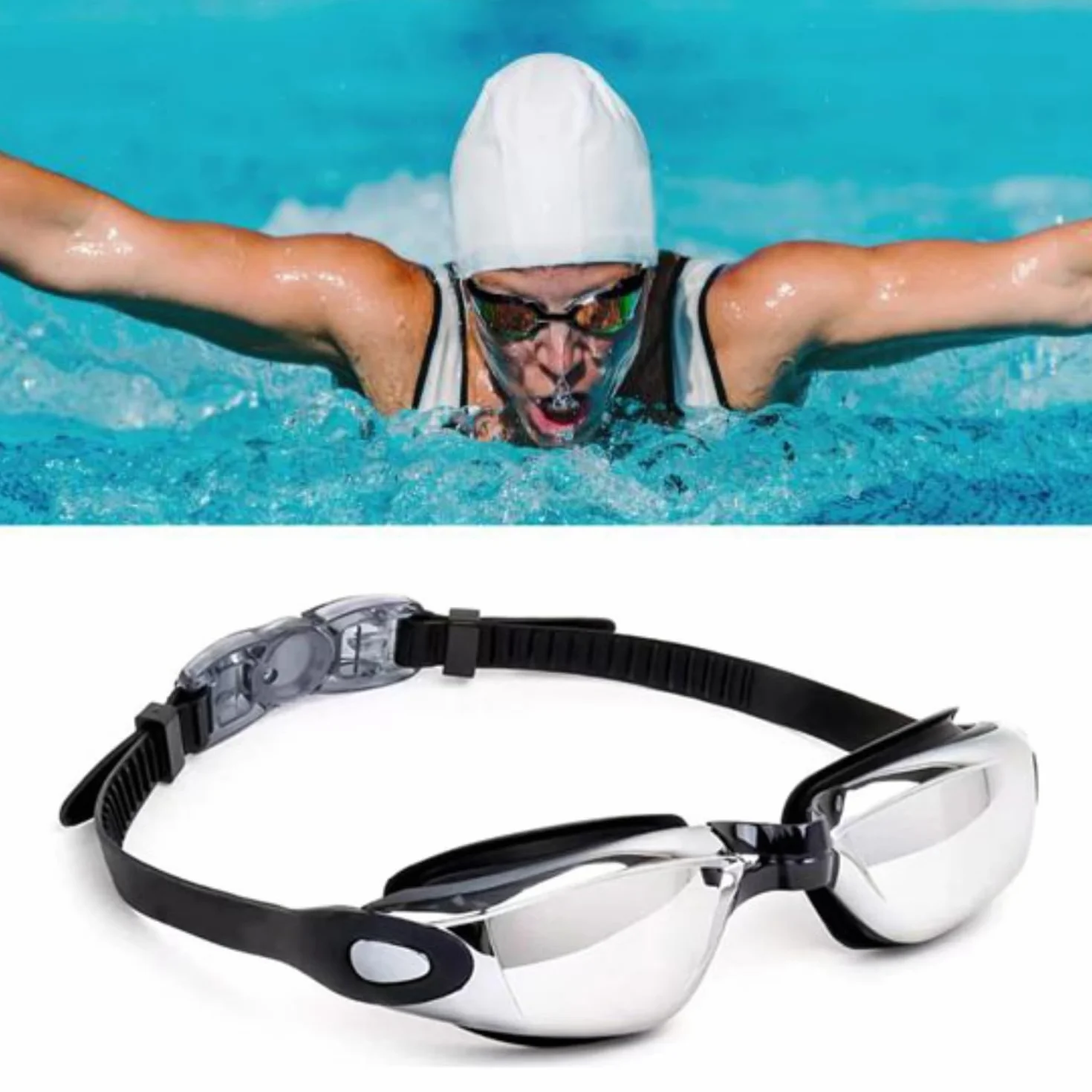 Voarge okulary do pływania, okulary do sportów wodnych, okulary do pływania jako prezenty dla mężczyzn i kobiet uprawiających sporty wodne, regulowane