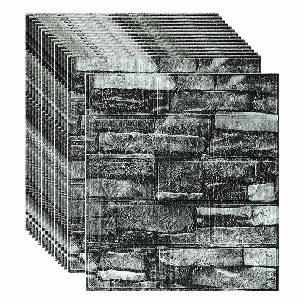 Panele ścienne z pianki, kamień, samoprzylepna tapeta 3D, sztuczna cegła, zdejmowane, do malowania, wodoodporne, marmurowe, do kuchni, dekoracji sypialni, 12 szt., czarny kamień