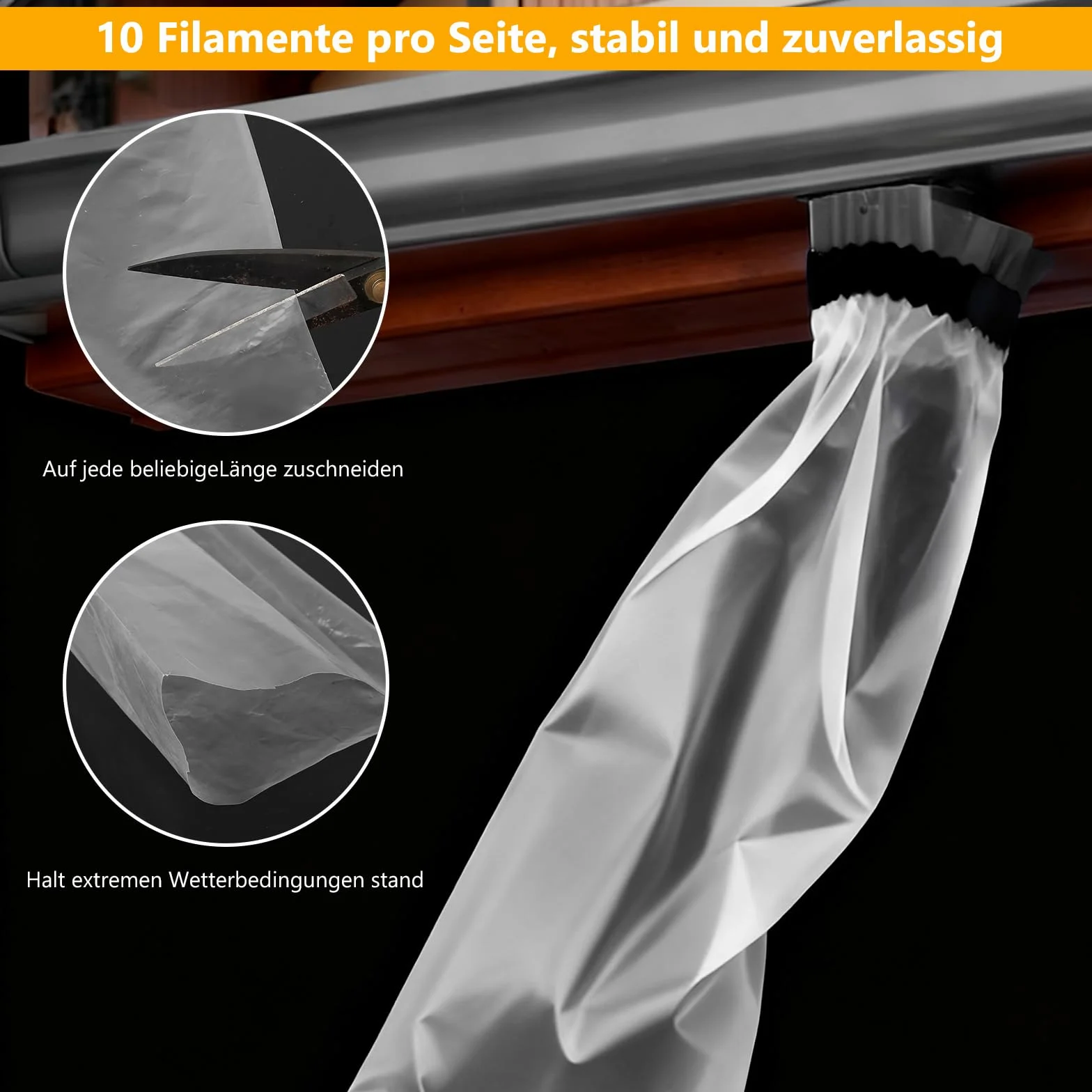 Rynna Elastyczna, 20 cm x 10 m Rura Spustowa Rura Odpływowa, LDPE Rynna Rozporowa Przezroczysta, Elastyczny Wąż Drenażowy do Rynien i Rur Spustowych