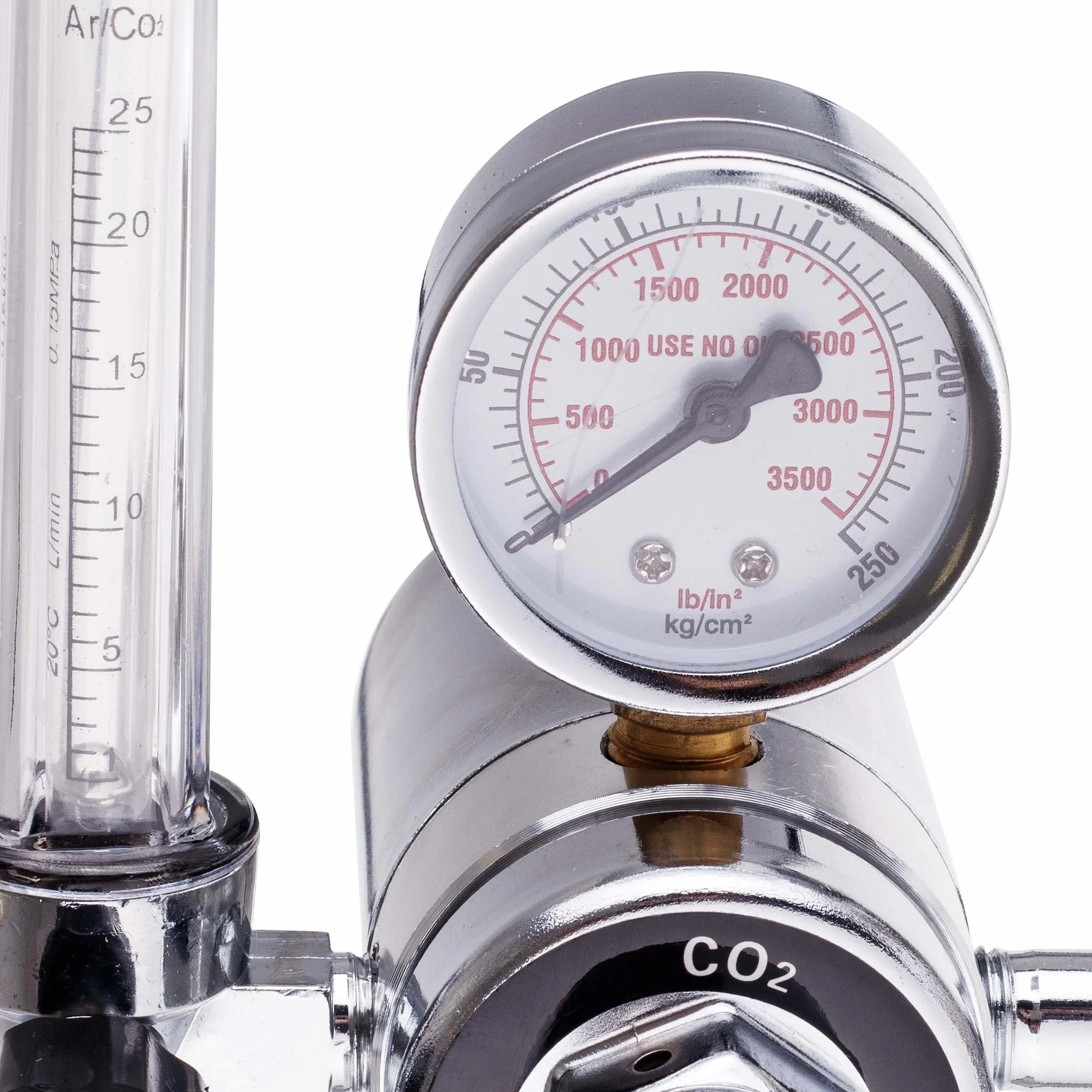 TC TECHNIC reduktor do CO₂ i argonu z rotametrycznym miernikiem przepływu i podgrzewaczem gazu 230 V, ciśnienie wejściowe 200 bar