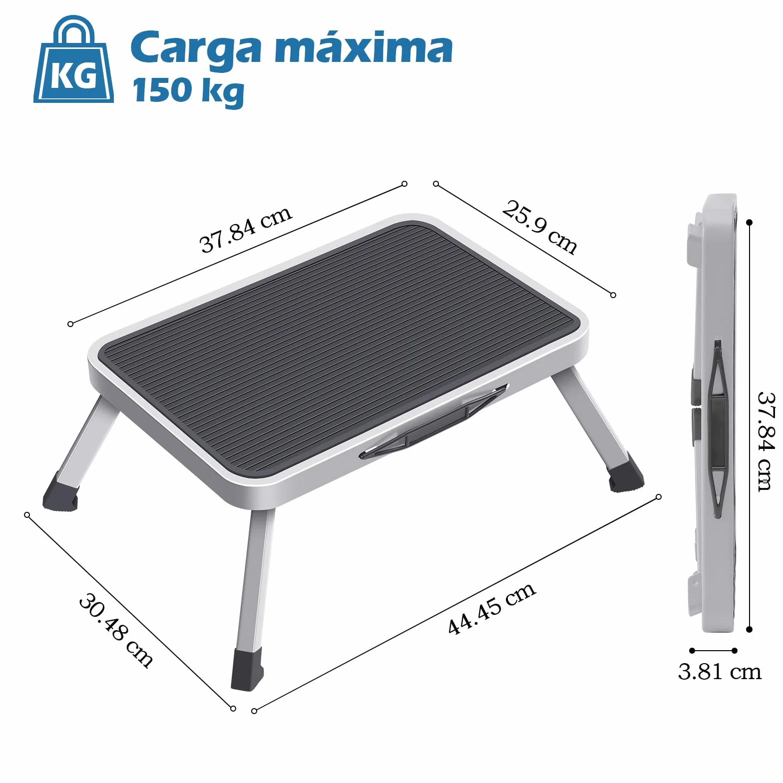 KINGRACK Stołek schodkowy składana drabina jednostopniowa 150 kg szary