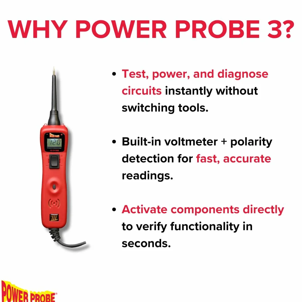 Power Probe 3 Automotive Circuit Tester 12-24V Narzędzie diagnostyczne układu elektrycznego PP3CSRED