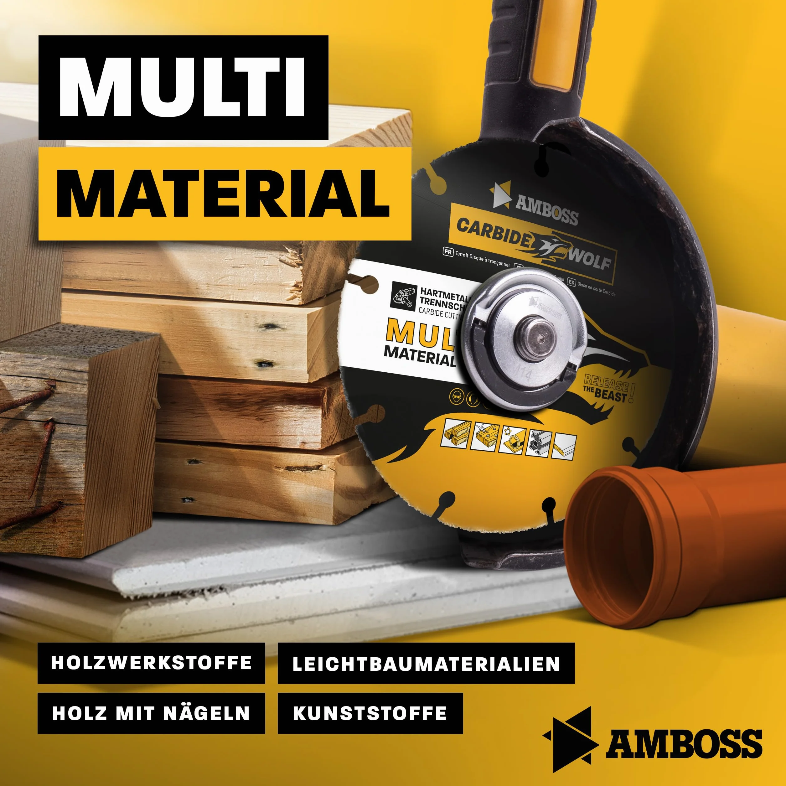 Amboss Carbide Wolf Ø 125 mm tarcza tnąca do szlifierek kątowych do drewna, tworzywa sztucznego, gipsu