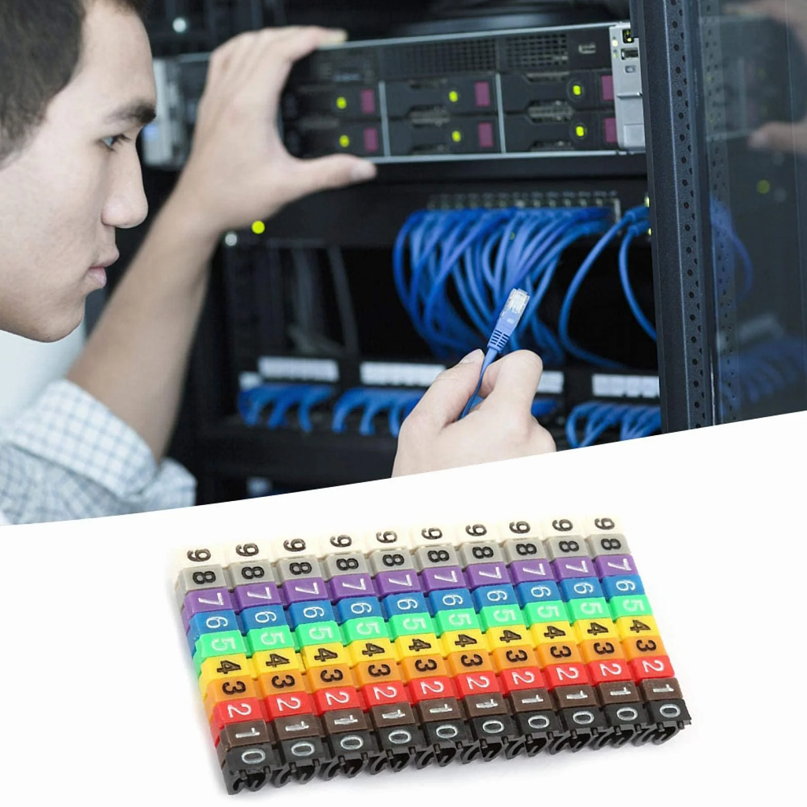 Plastikowy znacznik kablowy Clip-On Design Cable Marker Tube Kolorowy 100Pcs 2.5mm²
