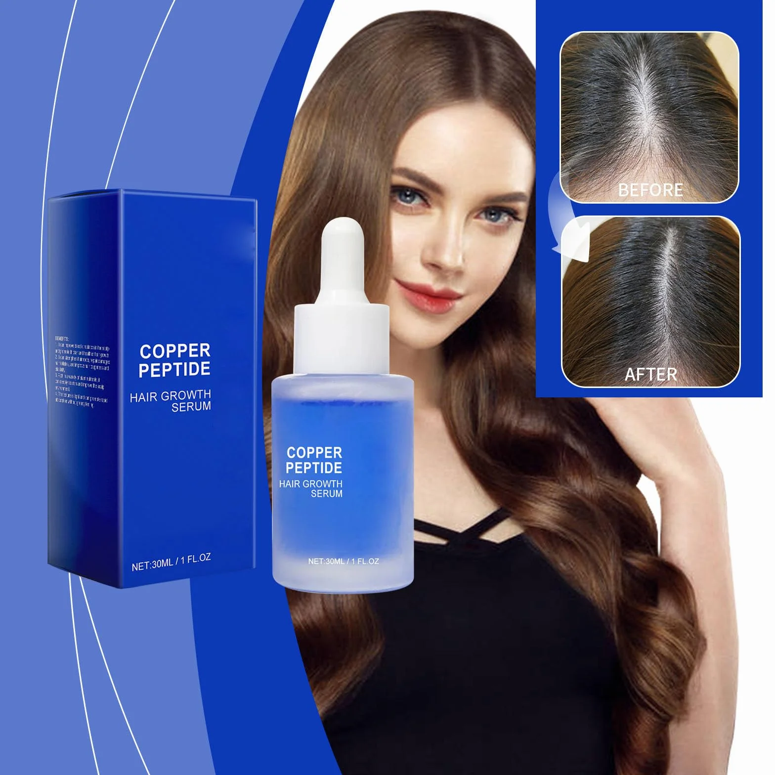 Fleava Advanced peptyd miedziany, peptyd miedziany, serum koloidalne, miedź, krem Fleava Hair Regrowth, serum na wzrost włosów Fleava, dla kobiet i mężczyzn