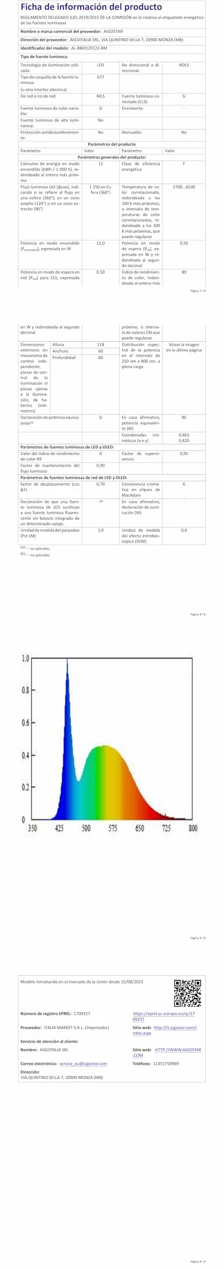 Aigostar inteligentna lampa LED Bluetooth Mesh A60 12W E27 1150lm RGB 2700K-6500K 2 sztuki