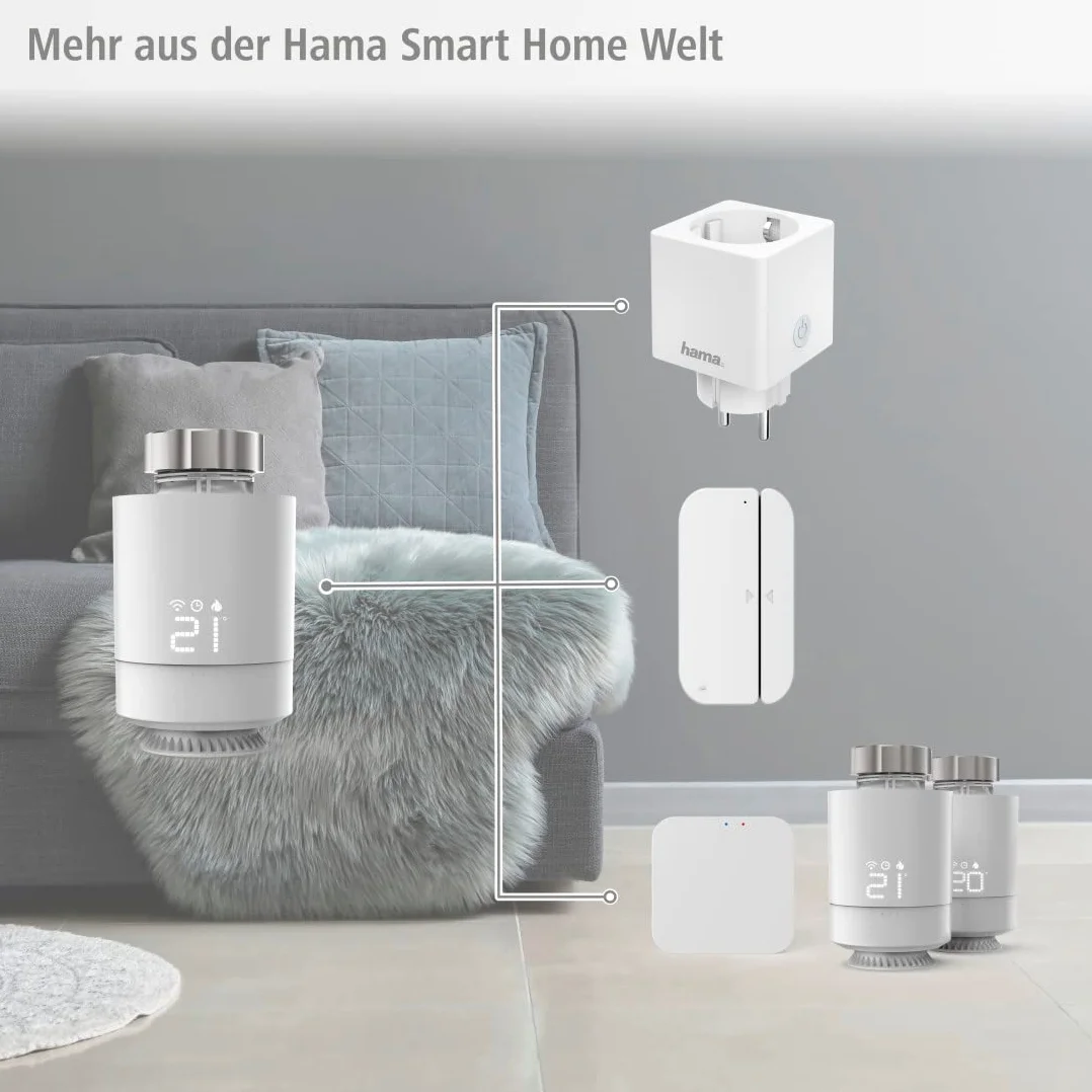 Hama Inteligentny termostat do grzejników WiFi programowalny regulacja ogrzewania oszczędność energii