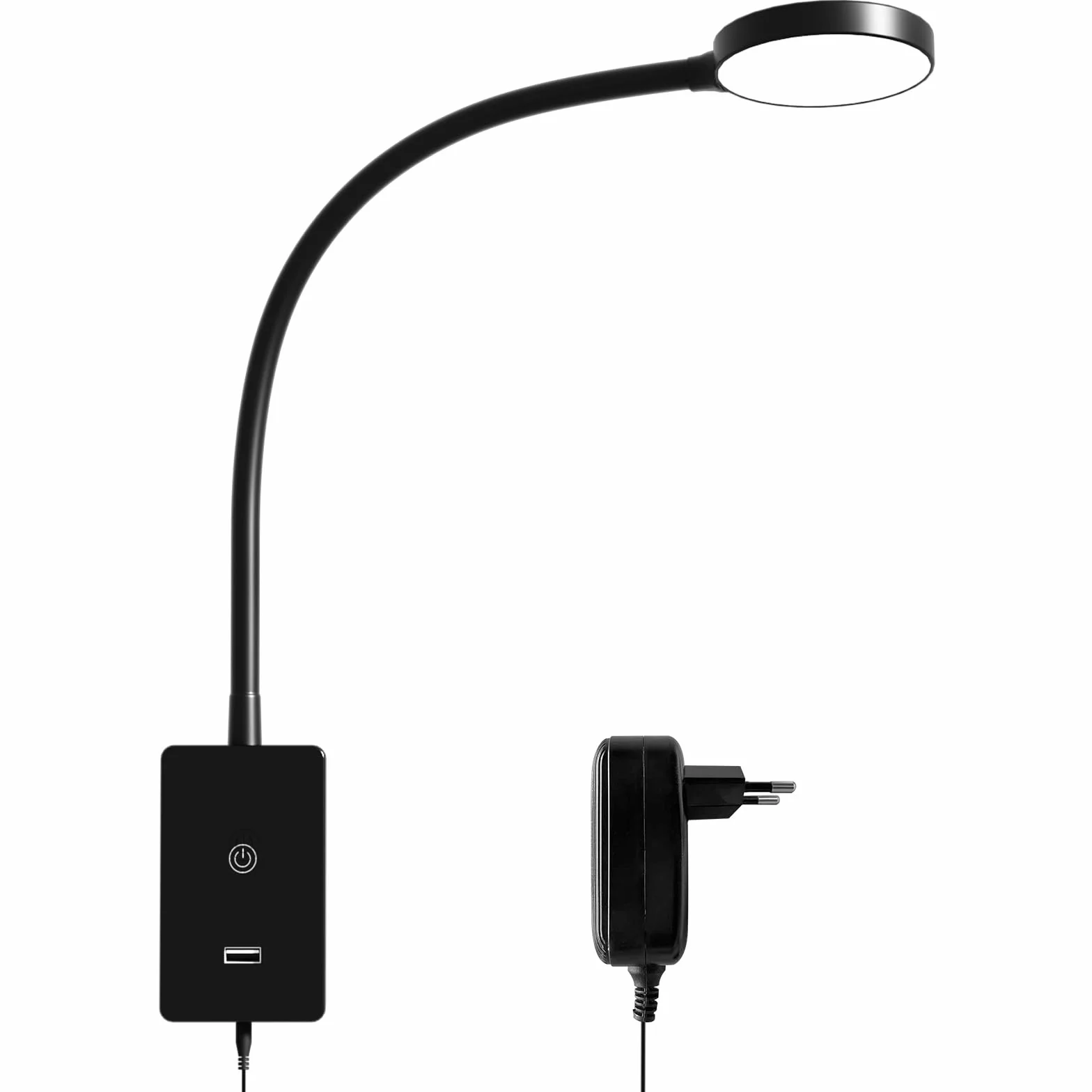 ENUOTEK Lampy Ścienne Z Giętkim Montażem Do Czytania, Dotykowy Dimmable Kinkiet, 4 Poziomy Jasności, USB 5V2A, 120° Neutralne Białe Oświetlenie