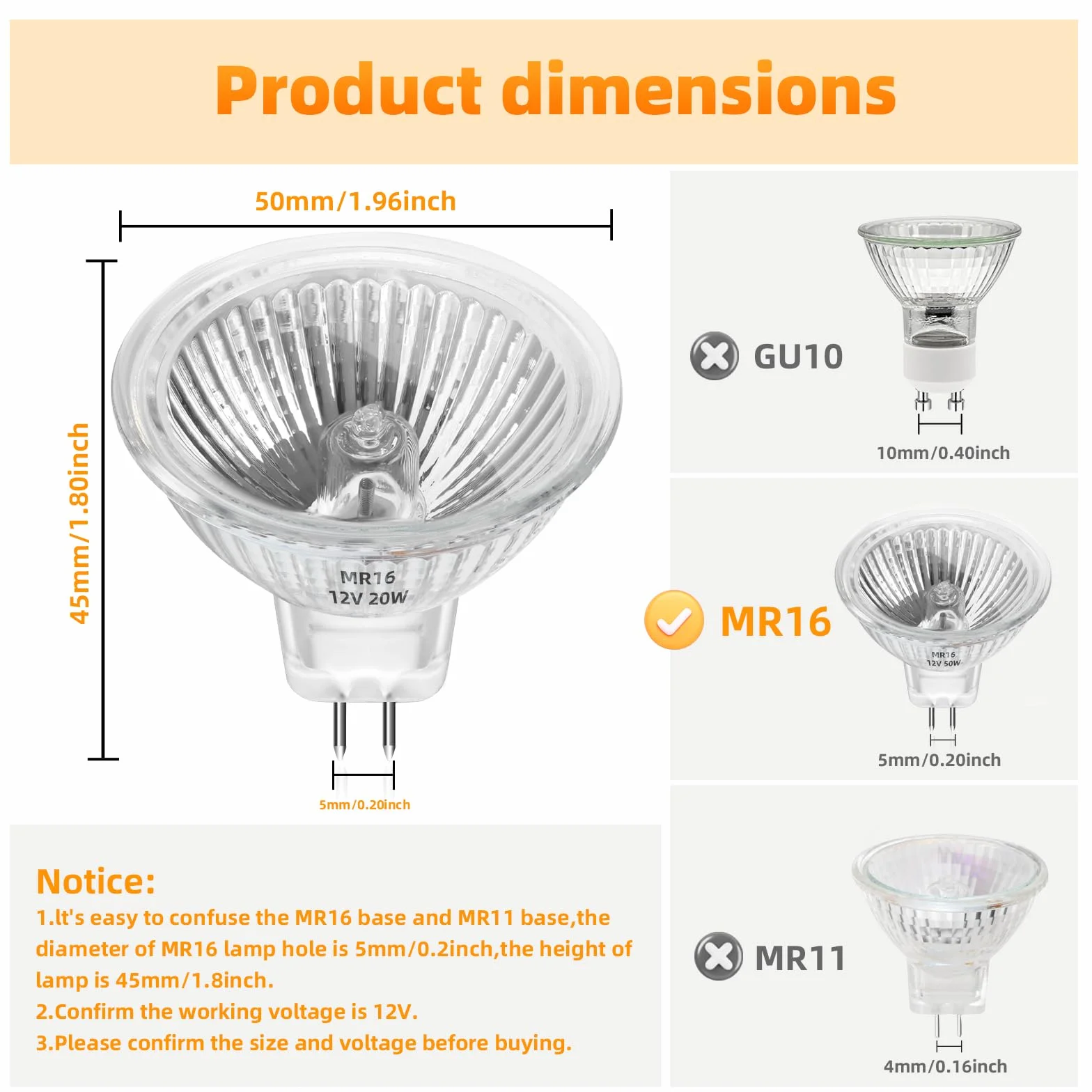 Reflektor halogenowy MR16 12V 20W GU5.3 ściemnialny ciepła biel 2700K 6 sztuk