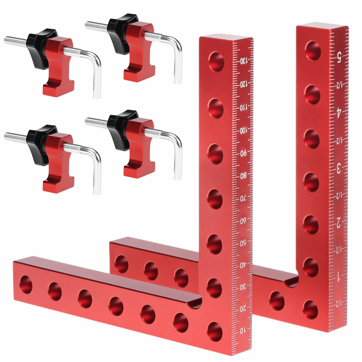 QWORK Zestaw 2 Pozycjonowanie 90 stopni Kwadratowe zaciski kątowe ze stopu aluminium 140mm