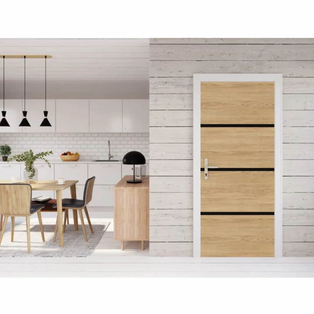 Nordlinger Pro Zestaw renowacyjny drzwi Dąb Naturalny 85 x 50 cm 4 arkusze forniru 3 profile czarne 85 x 2 cm