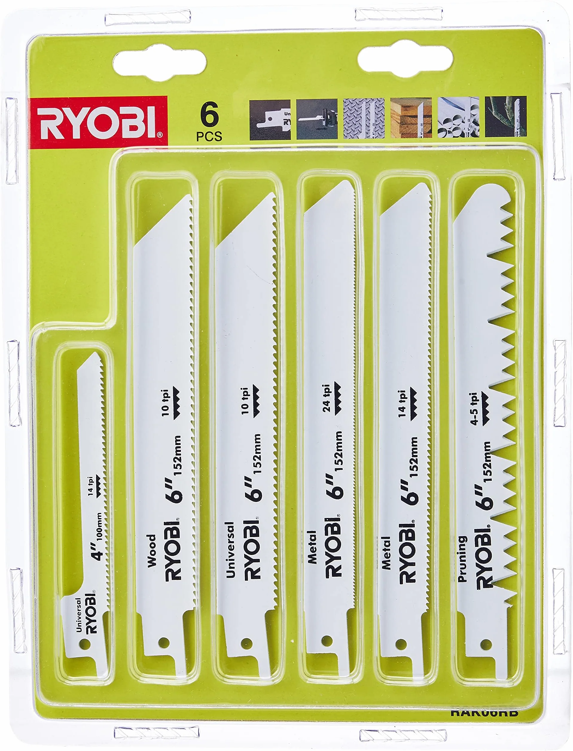 Ryobi Wymienne Brzeszczoty RAK06RB 6 szt do Piły Szablastej RRS1200 RRS1801M R18RS-0 R18RS7-0