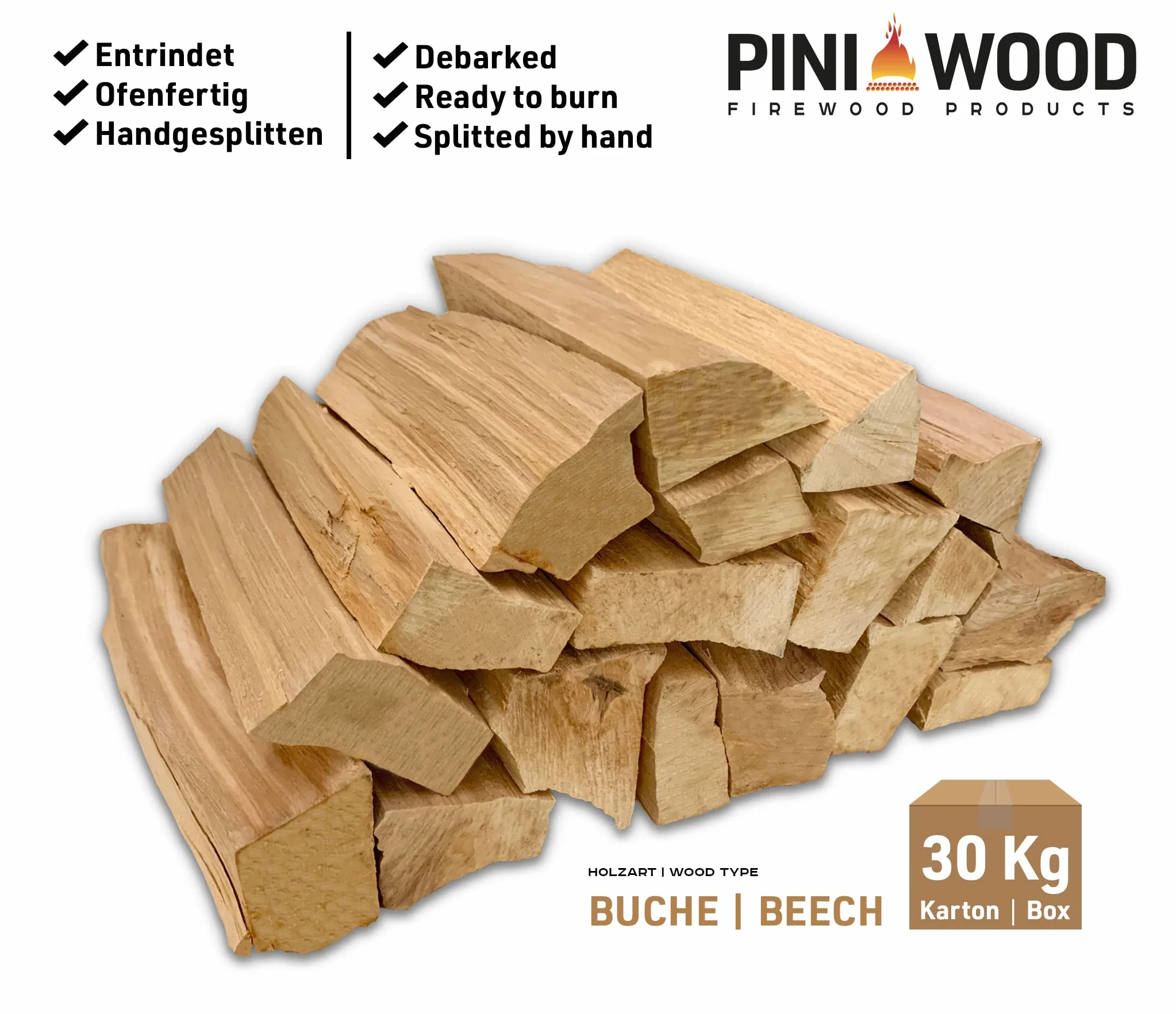PINI Drewno do grillowania buk 30 kg 30-33 cm
