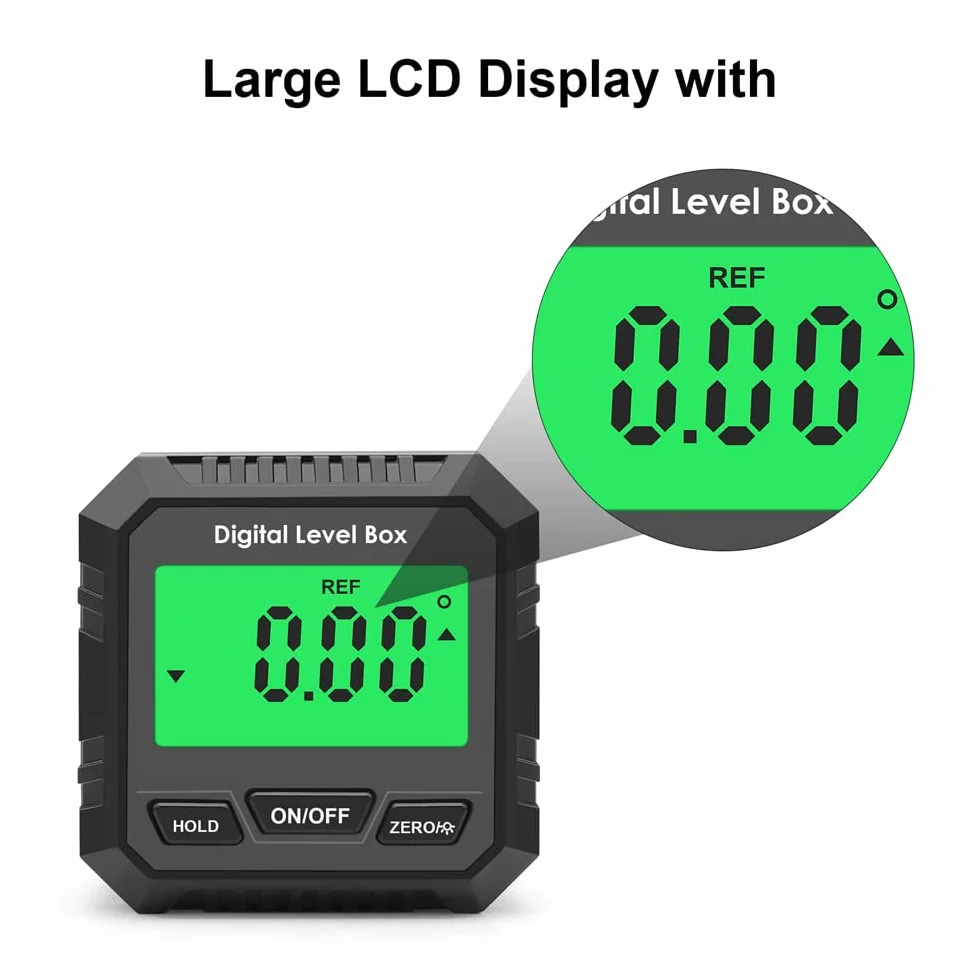 Magnetyczny cyfrowy kątomierz LCD IP54 inklinometr z pomiarem kąta bezwzględnego i względnego