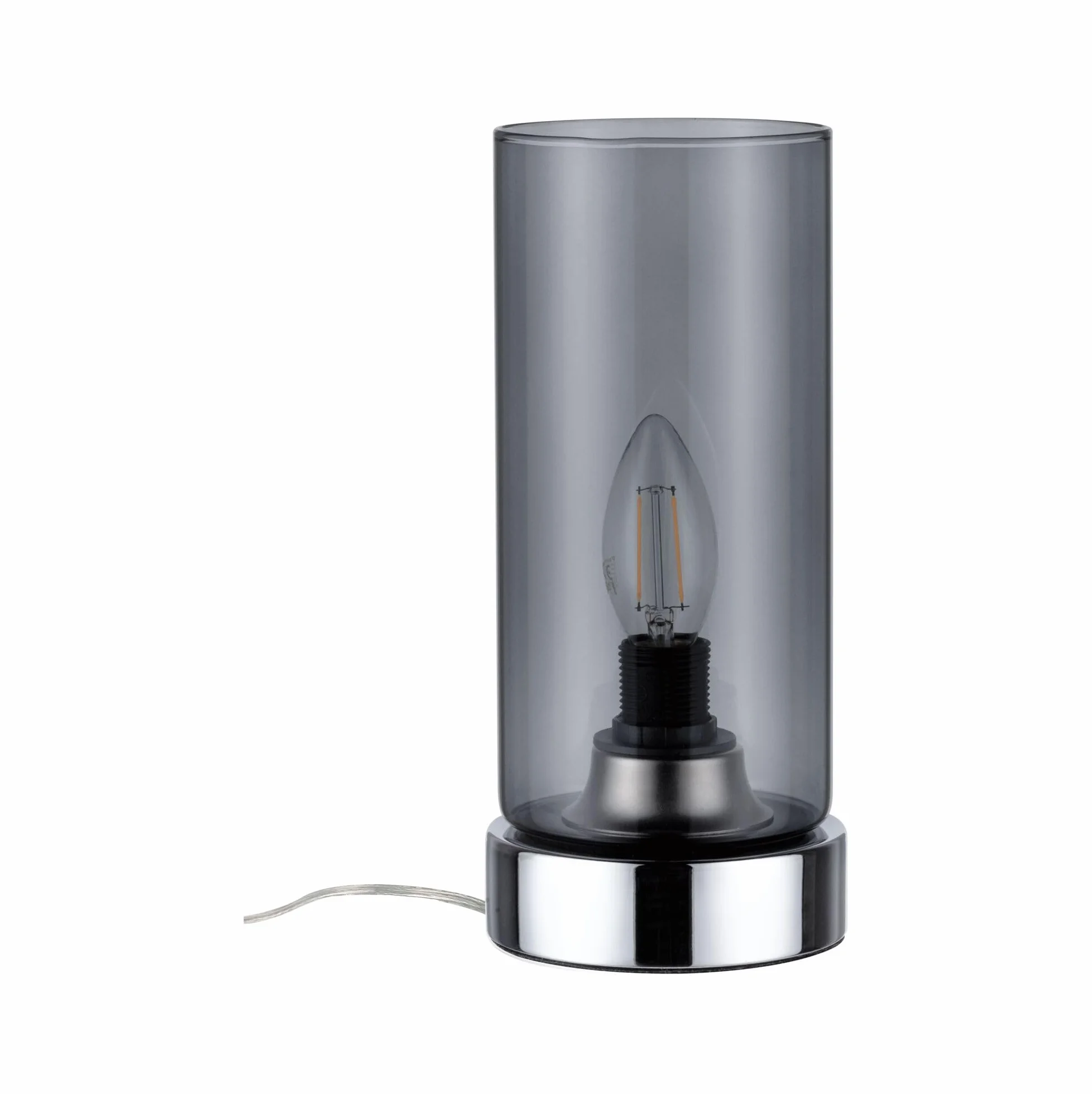 Paulmann Pinja lampa stołowa dotykowa 20W E14 chrom szkło dymne 230V metal szkło 77056