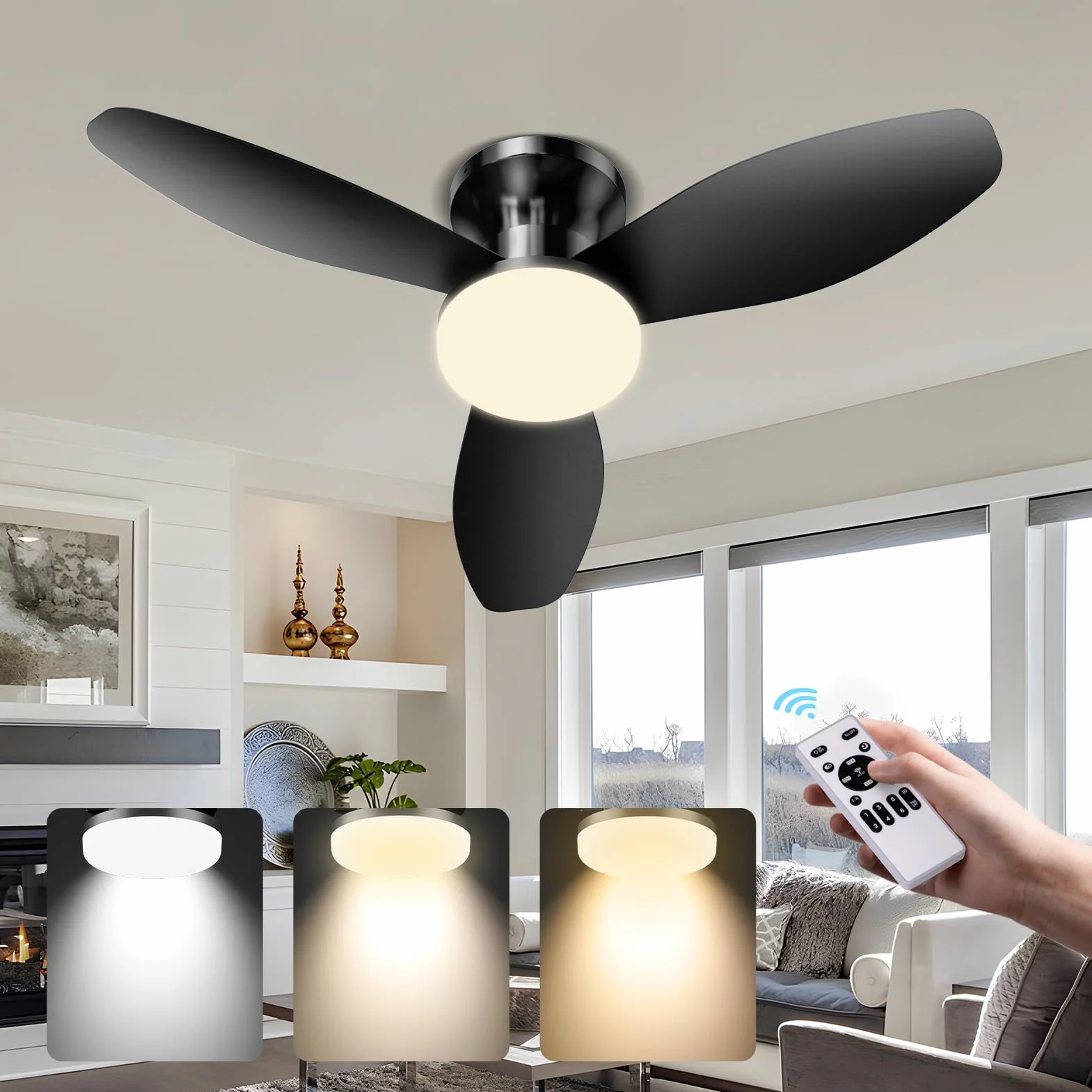 Conteme Silent Fan 2 w 1 Wentylator Sufitowy z Oświetleniem Pilotem Regulowany 6 Prędkości 3 Temperatury Odwrotny DC