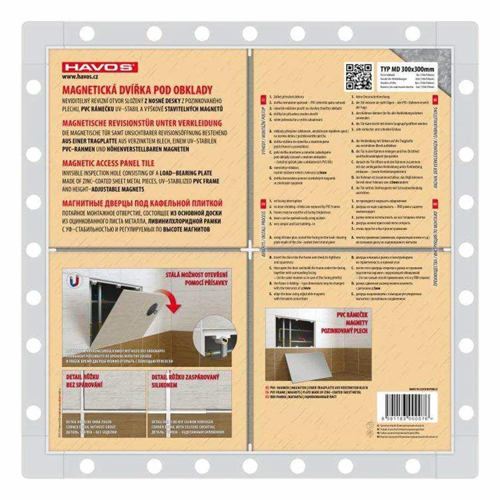 Magnetyczna klapa kontrolna do płytek 300 x 150 mm biała
