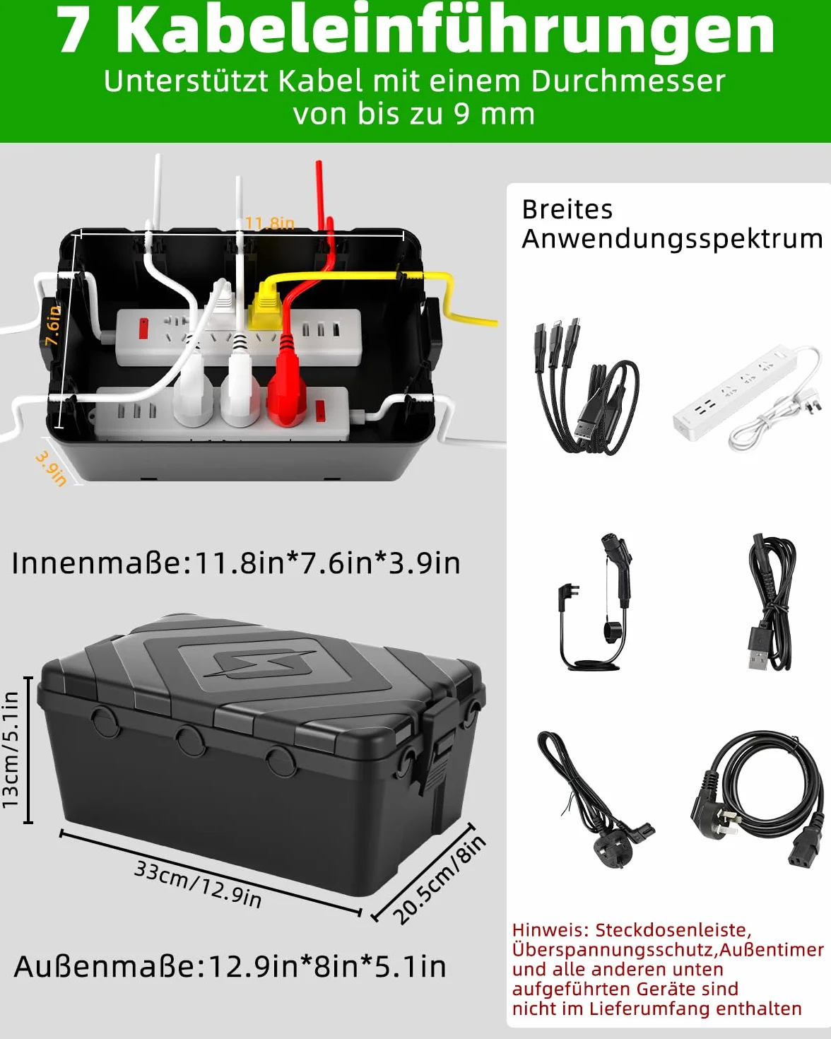Wodoszczelna skrzynka kablowa IP54 32x22x13 cm 7 wejść na kabel zewnętrzna