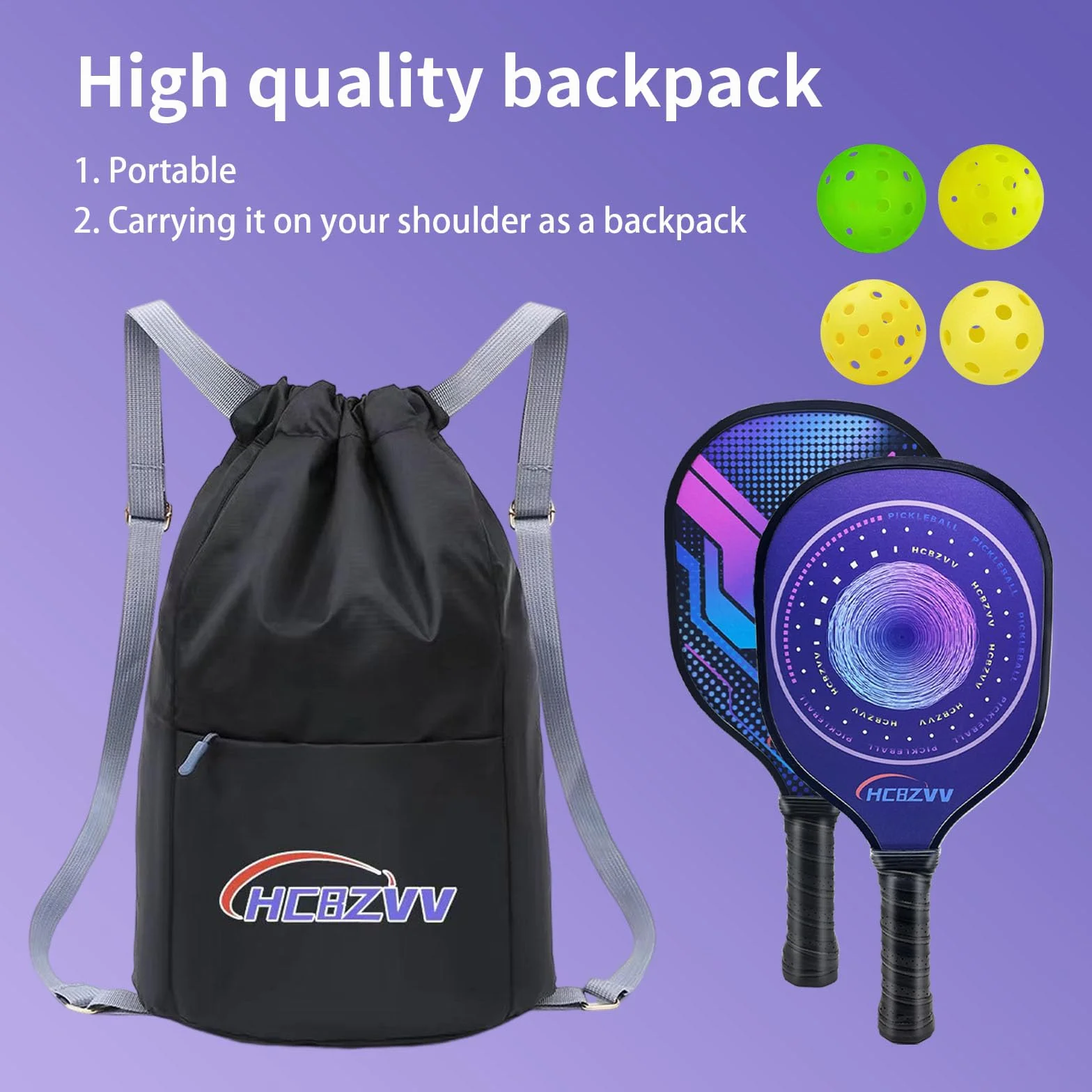Pickleball Paddles Racket Set, Pickleball Paddle Set z 2 rakietami i 4 piłkami, 1 przenośna torba, ergonomiczny wygodny uchwyt, Outdoor i Indoor, odpowiedni dla początkujących (2 sztuki)