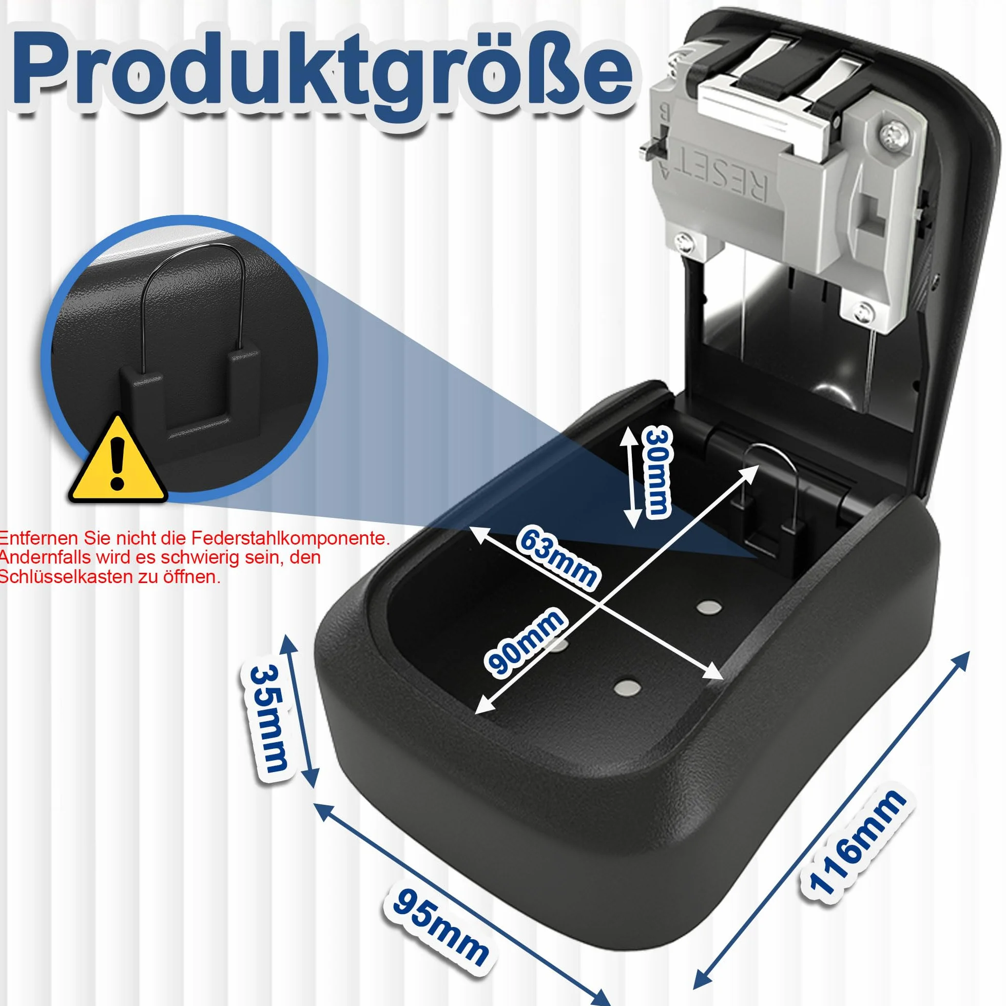 DIYGEEK Sejf na klucze z kodem, zewnętrzny sejf na klucze, z kodem numerycznym, montaż ścienny, skrzynka na klucze zastępcze do domu, garażu, szkoły, biura, czarny