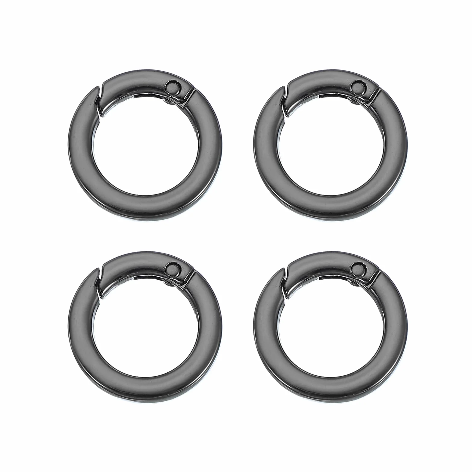 PATIKIL Wiosenne O-ringi 4 szt. 25 mm metalowe okrągłe klipsy płaskie breloki do kluczy klamry zatrzaskowe czarne